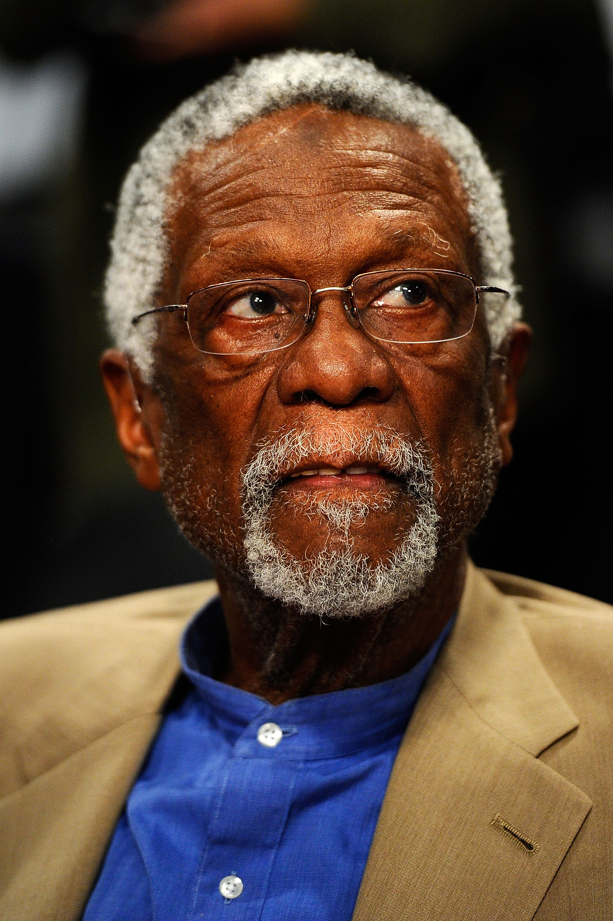 LOS ANGELES, CA - FEBRUARY 19:  NBA legend Bill Russell looks on as he attends NBA All-Star Saturday night presented by State Farm at Staples Center on February 19, 2011 in Los Angeles, California.  (Photo by Kevork Djansezian/Getty Images)