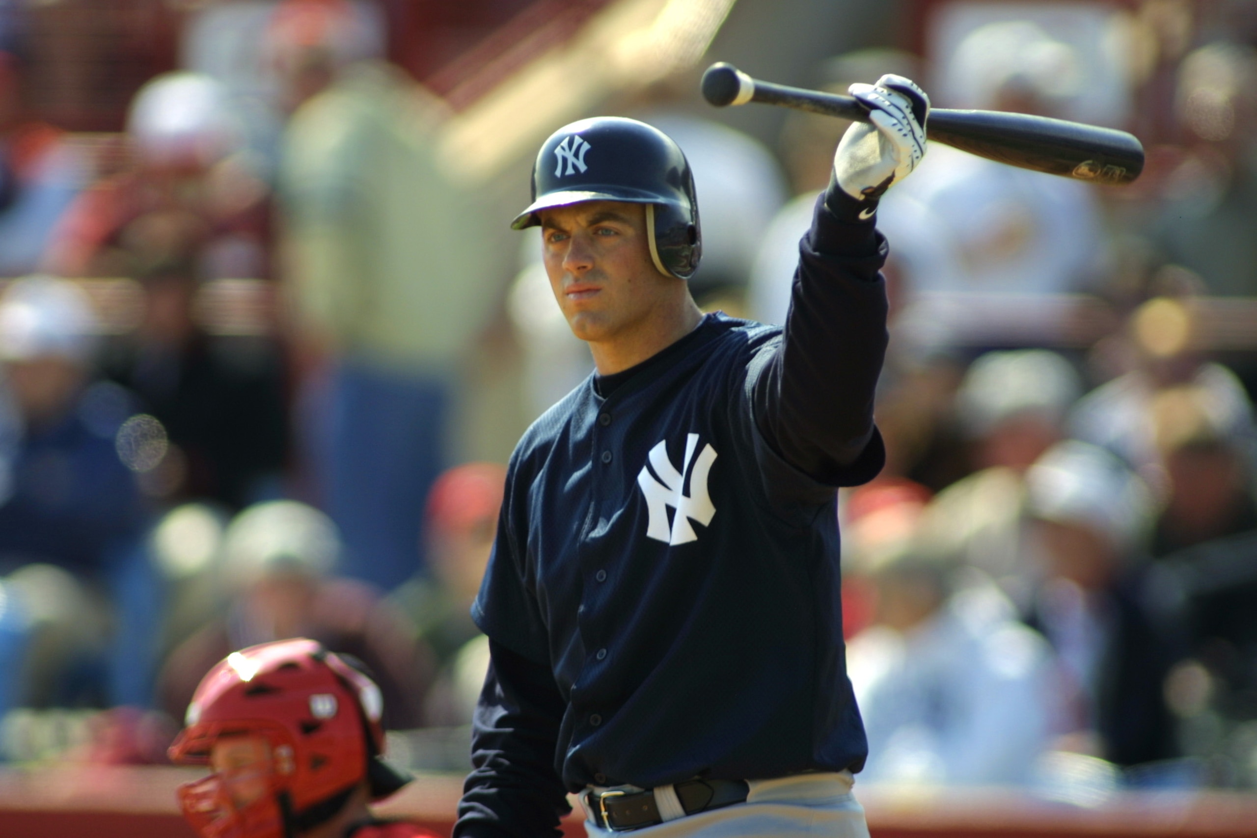 28 Feb 2002 : Drew Henson of the New York Yankees during the Spring Training game against the Cincinnati Reds at Ed Smith Stadium in Sarasota, Florida. DIGITAL IMAGE. Mandatory Credit: Rick Stewart/Getty Images