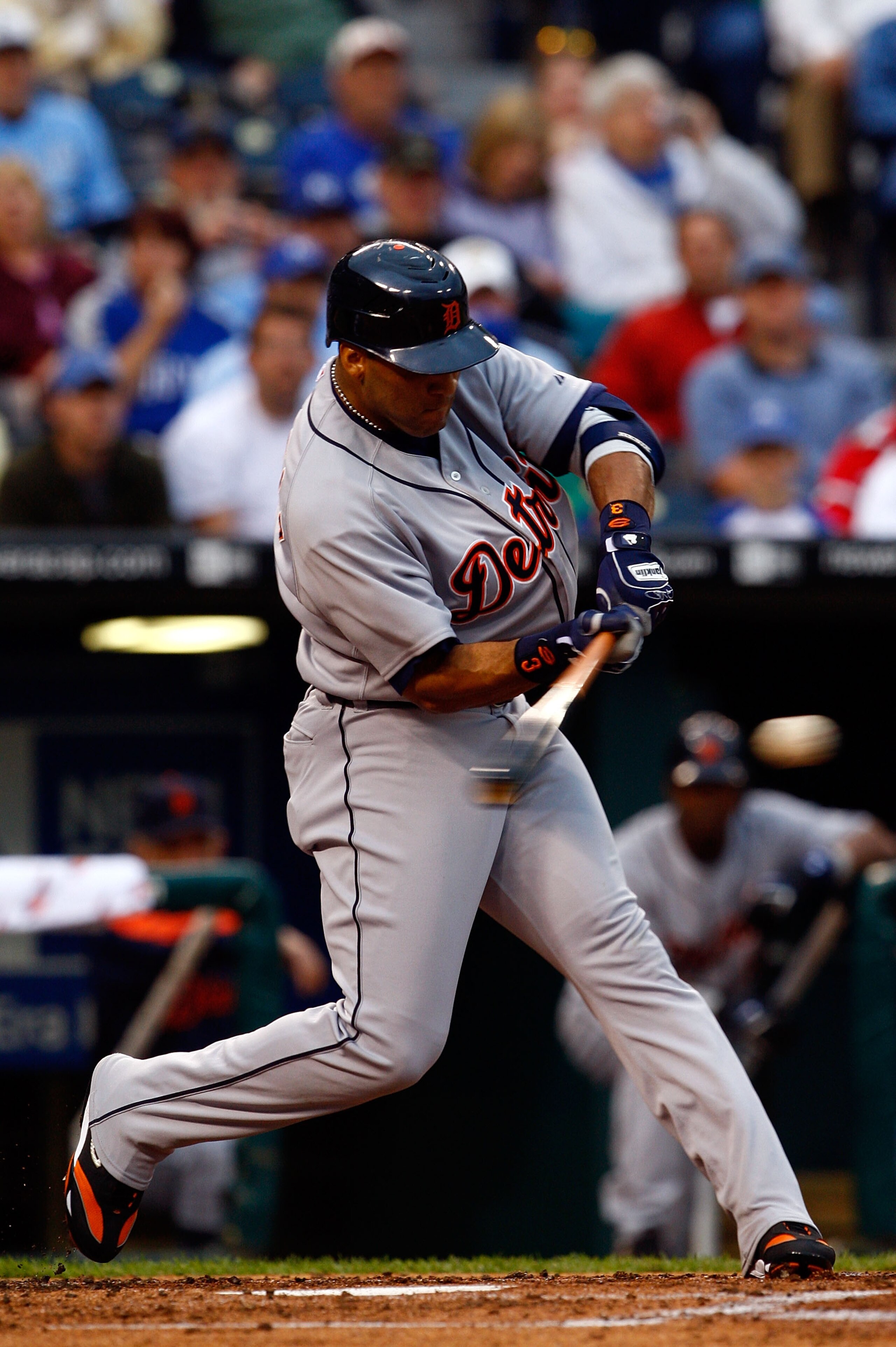 KANSAS CITY, MO - MAY 13: Gary Sheffield #3 of the Detroit Tigers connects during the game against the Kansas City Royals on May 13, 2008 at Kauffman Stadium in Kansas City, Missouri. (Photo by Jamie Squire/Getty Images) KANSAS CITY, MO - MAY 13: Gary Sheffield #3 of the Detroit Tigers connects during the game against the Kansas City Royals on May 13, 2008 at Kauffman Stadium in Kansas City, Missouri. (Photo by Jamie Squire/Getty Images)