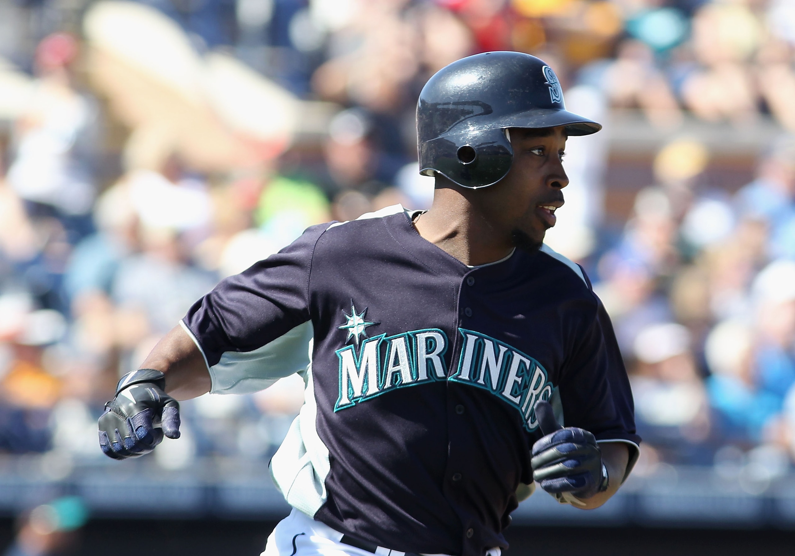PEORIA, AZ - MARCH 04: Chone Figgins #9 of the Seattle Mariners runs to first base during the spring training game against the Cincinnati Reds at Peoria Stadium on March 4, 2011 in Peoria, Arizona. (Photo by Christian Petersen/Getty Images) PEORIA, AZ - MARCH 04: Chone Figgins #9 of the Seattle Mariners runs to first base during the spring training game against the Cincinnati Reds at Peoria Stadium on March 4, 2011 in Peoria, Arizona. (Photo by Christian Petersen/Getty Images)