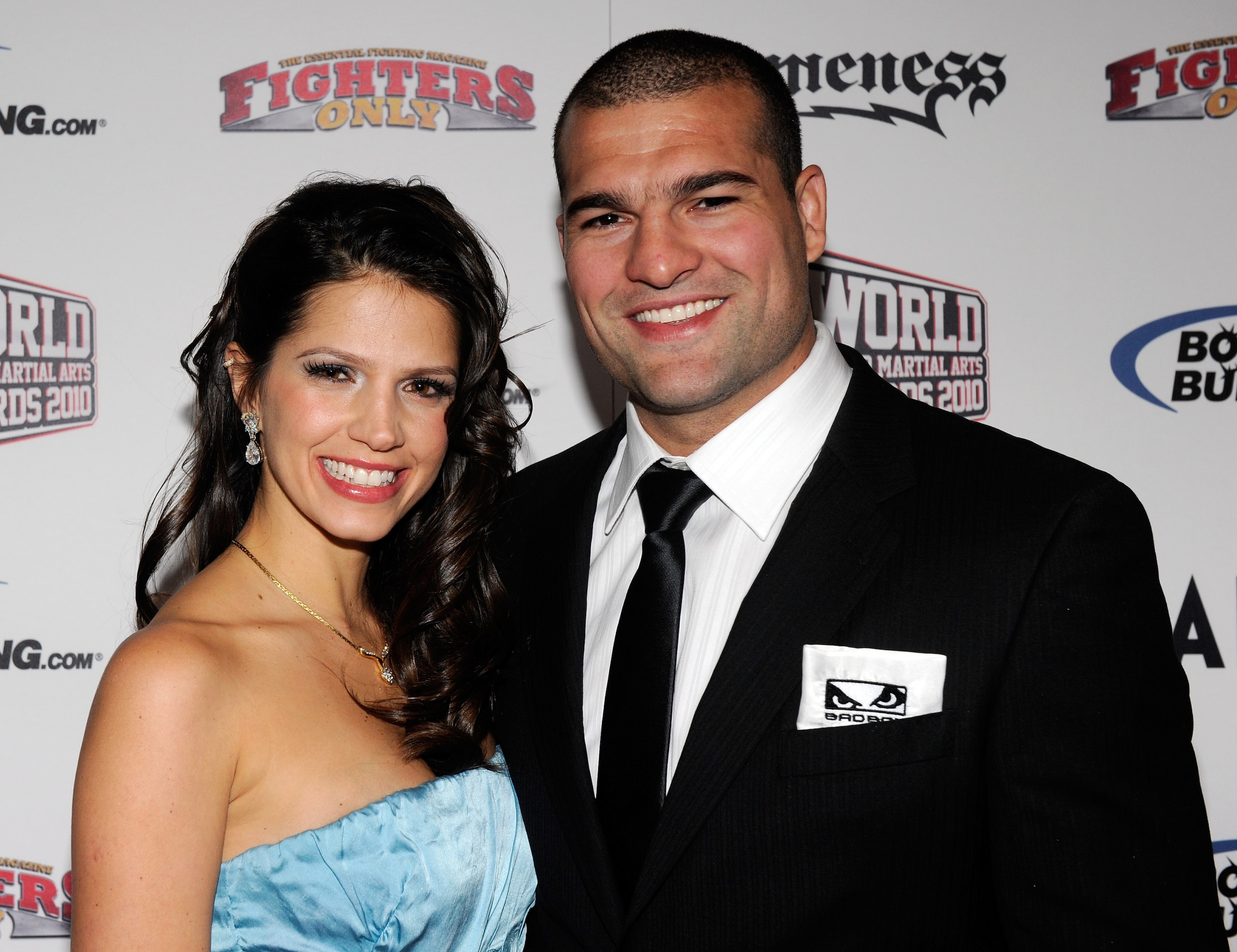 LAS VEGAS, NV - DECEMBER 01:  Mixed martial artist Mauricio 'Shogun' Rua (R) and his wife Renata Ribeiro arrive at the third annual Fighters Only World Mixed Martial Arts Awards 2010 at the Palms Casino Resort December 1, 2010 in Las Vegas, Nevada.  (Phot