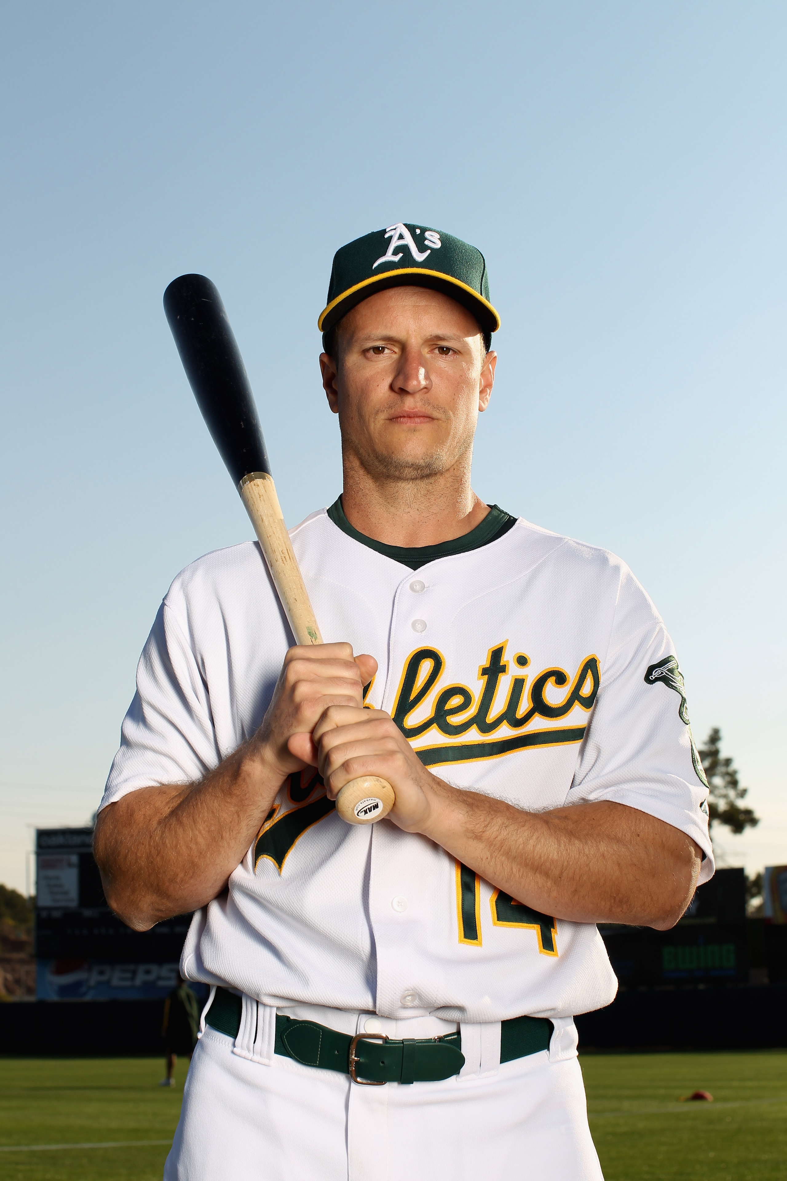 PHOENIX, AZ - FEBRUARY 24:  Mark Ellis #14 of the Oakland Athletics poses for a portrait during media photo day at Phoenix Municipal Stadium on February 24, 2011 in Phoenix, Arizona.  (Photo by Ezra Shaw/Getty Images)