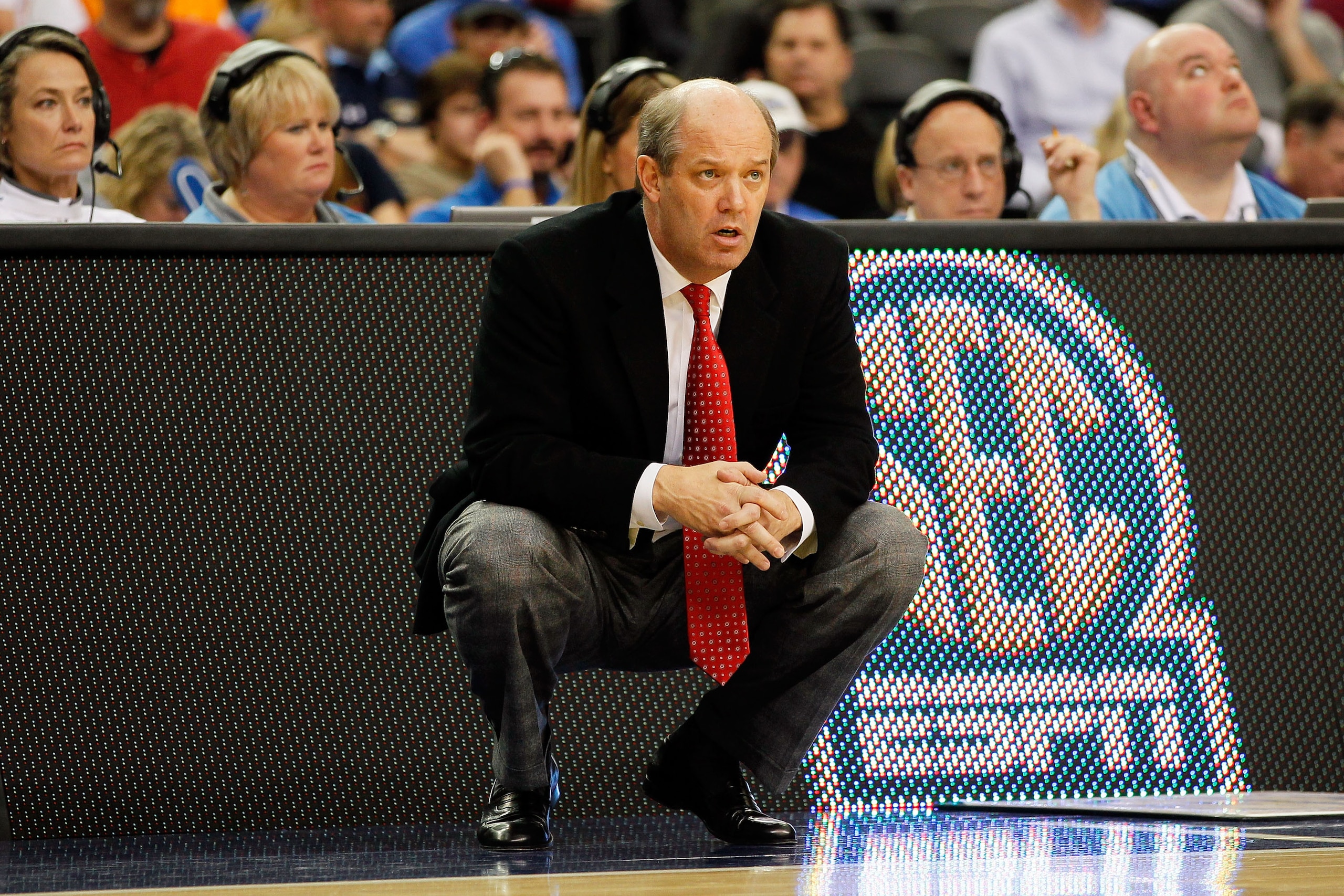 ATLANTA, GA - MARCH 12:  Head coach Kevin Stallings of the Vanderbilt Commodores looks on during their game against the Florida Gators in the semifinals of the SEC Men's Basketball Tournament at Georgia Dome on March 12, 2011 in Atlanta, Georgia.  (Photo