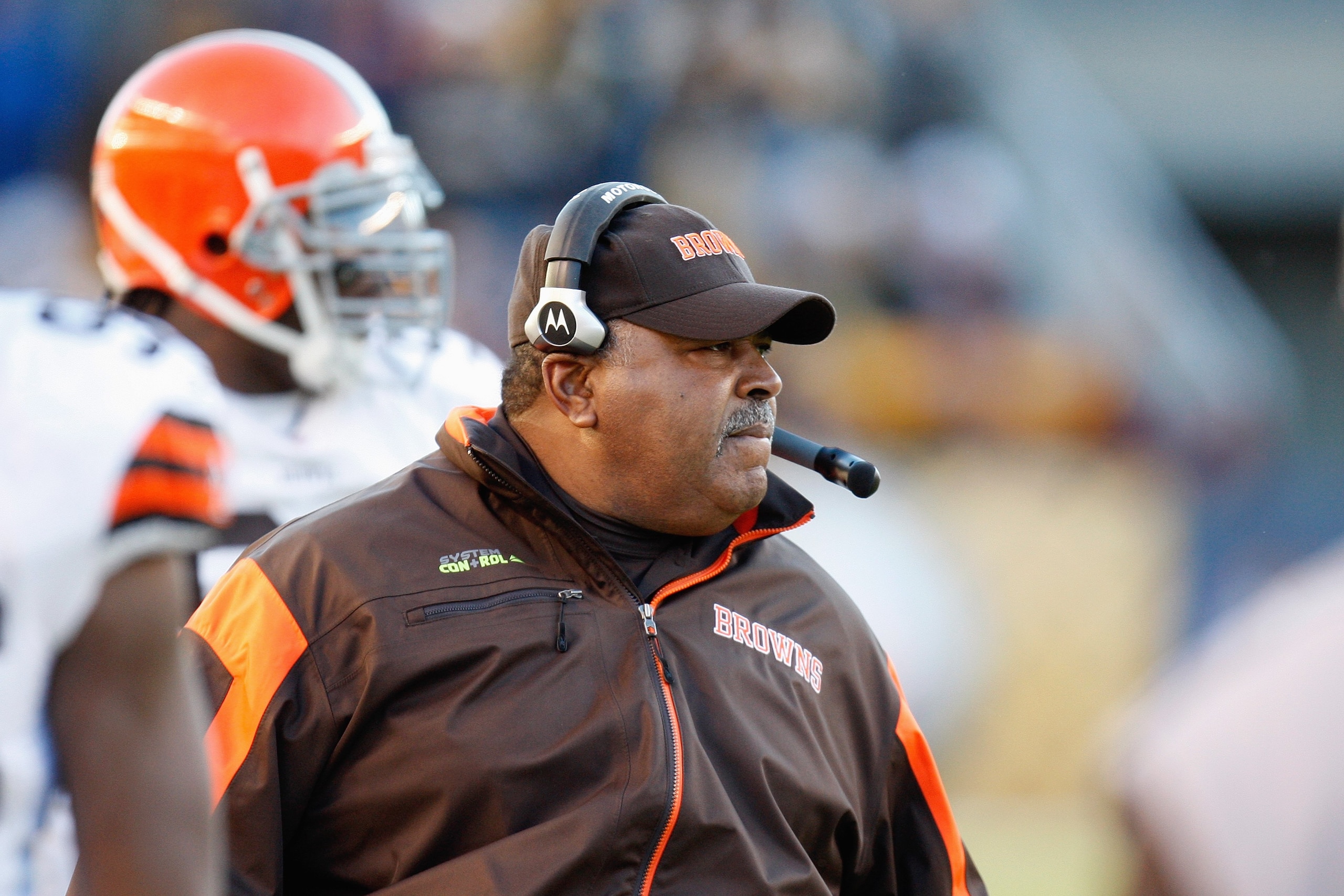 PITTSBURGH - DECEMBER 28: Head coach Romeo Crennel of the Cleveland Browns watches the action from the sidelines during the game against the Pittsburgh Steelers on December 28, 2008 at Heinz Field in Pittsburgh, Pennsylvania. (Photo by: Gregory Shamus/Ge PITTSBURGH - DECEMBER 28: Head coach Romeo Crennel of the Cleveland Browns watches the action from the sidelines during the game against the Pittsburgh Steelers on December 28, 2008 at Heinz Field in Pittsburgh, Pennsylvania. (Photo by: Gregory Shamus/Ge