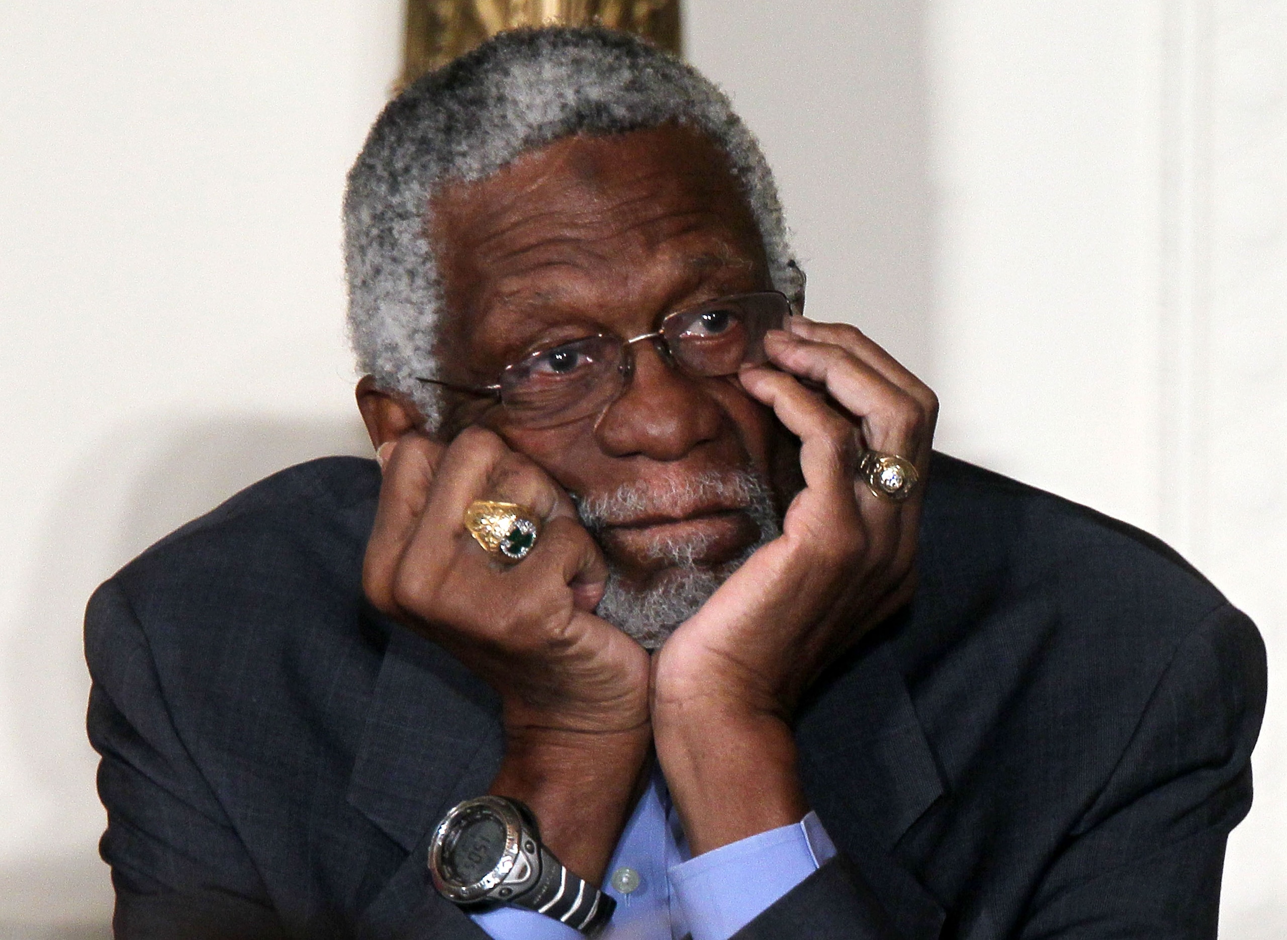 WASHINGTON, DC - FEBRUARY 15: Former Boston Celtics captain Bill Russell listens during the 2010 Medal of Freedom presentation ceremony at the East Room of the White House February 15, 2011 in Washington, DC. Obama presented the medal, the highest honor WASHINGTON, DC - FEBRUARY 15: Former Boston Celtics captain Bill Russell listens during the 2010 Medal of Freedom presentation ceremony at the East Room of the White House February 15, 2011 in Washington, DC. Obama presented the medal, the highest honor