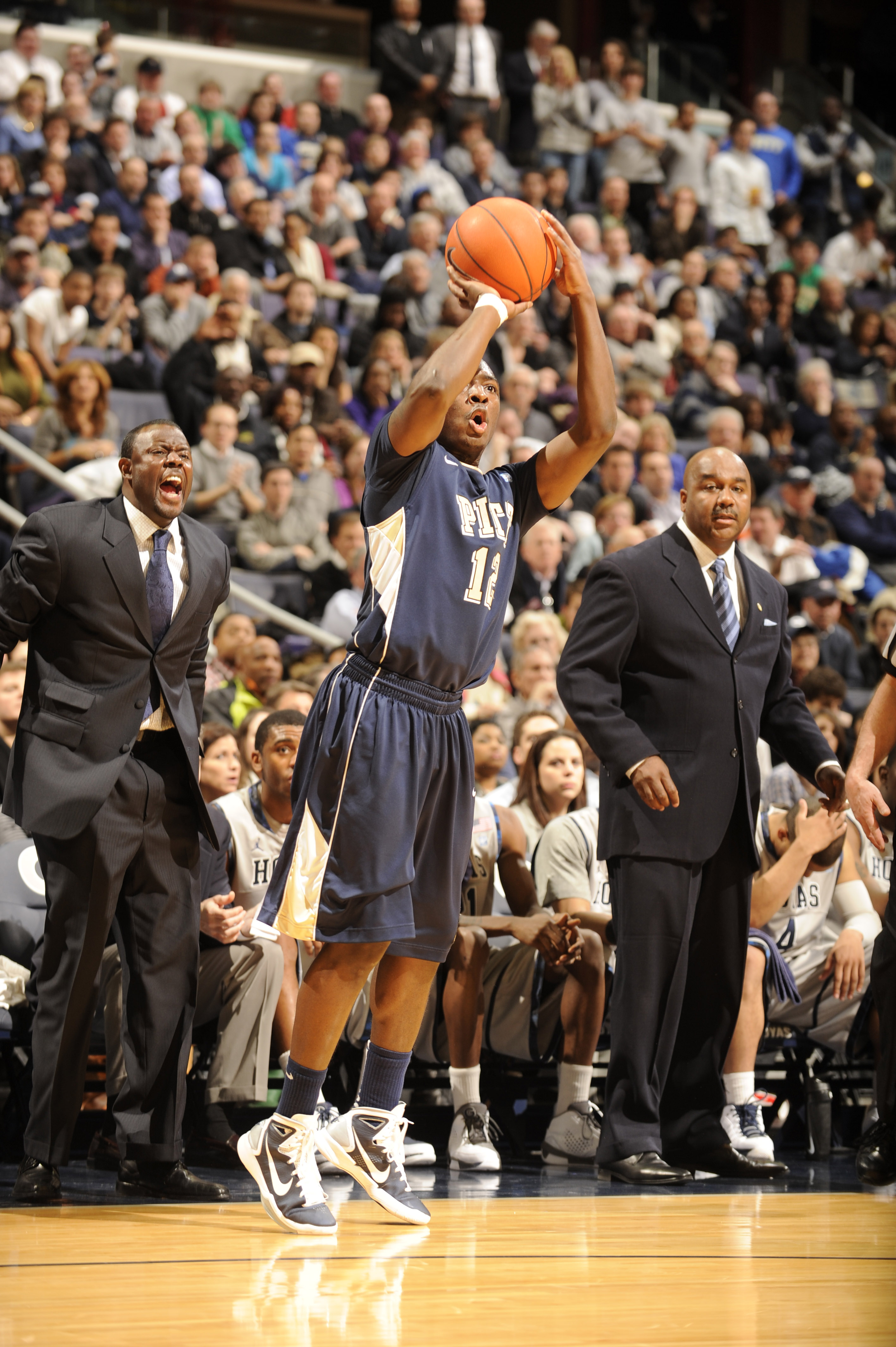 WASHINGTON, DC- JANUARY 12: Ashton Gibbs #12 of the Pittsburgh Panthers takes a jump shot during a college basketball game against the Georgetown Hoyas on January 12, 2011 at the Verizon Center in Washington, DC. The Panthers won 72-57. (Photo by Mitch WASHINGTON, DC- JANUARY 12: Ashton Gibbs #12 of the Pittsburgh Panthers takes a jump shot during a college basketball game against the Georgetown Hoyas on January 12, 2011 at the Verizon Center in Washington, DC. The Panthers won 72-57. (Photo by Mitch
