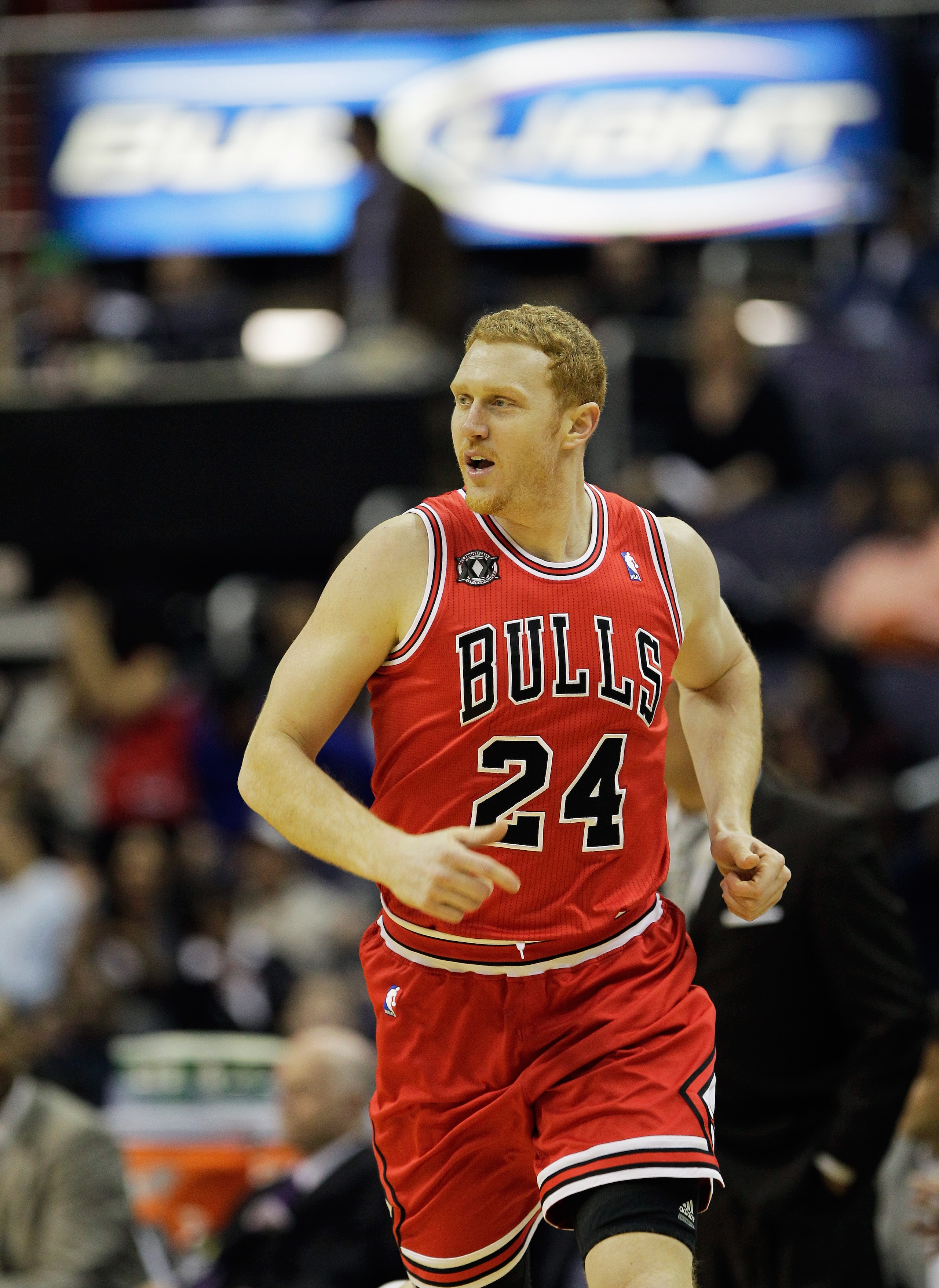 WASHINGTON, DC - FEBRUARY 28: Brian Scalabrine #24 of the Chicago Bulls against the Washington Wizards at the Verizon Center in Washington on February 28, 2011 in Washington, DC. NOTE TO USER: User expressly acknowledges and agrees that, by downloading an