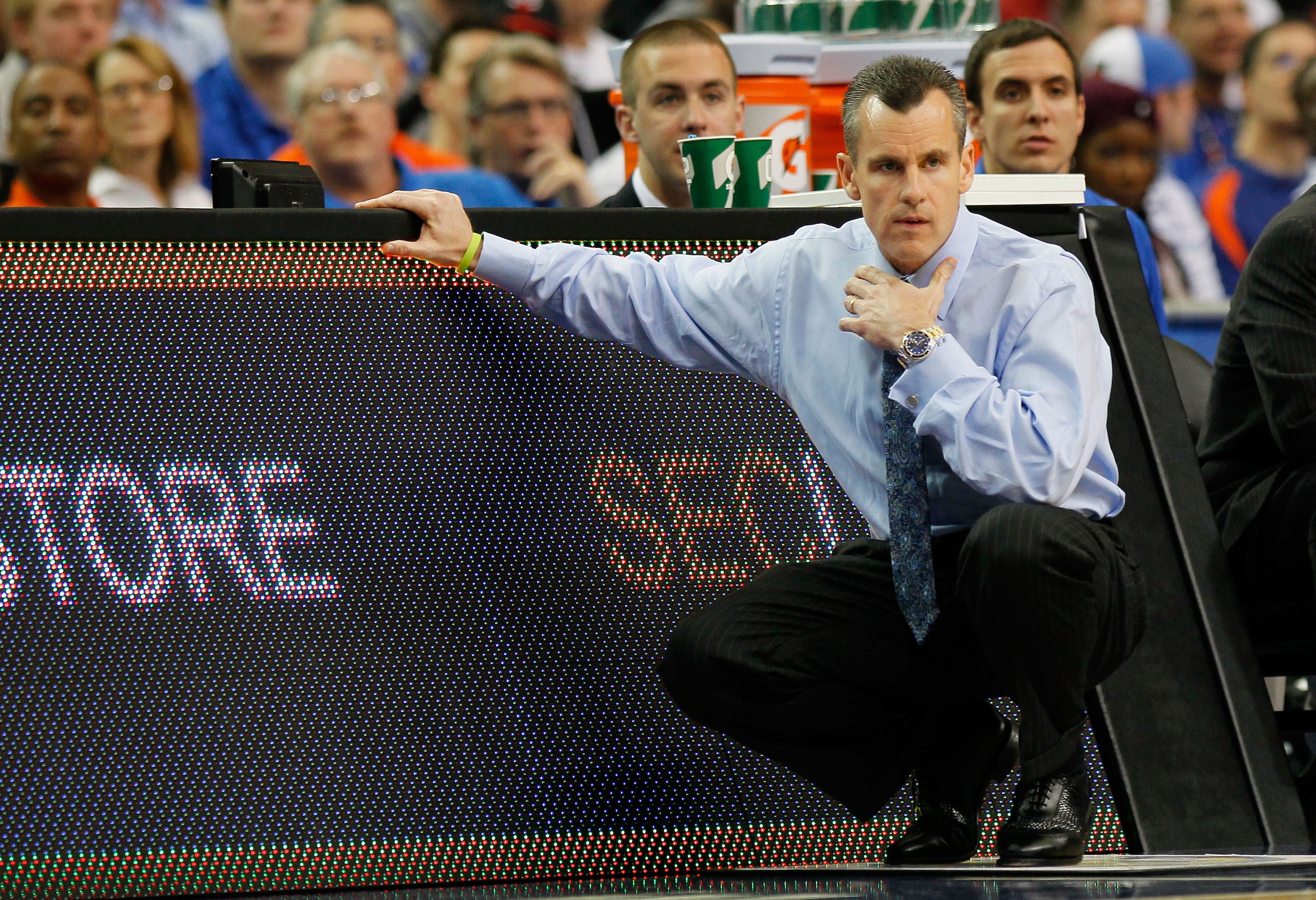 ATLANTA, GA - MARCH 12:  Head coach Billy Donovan of the Florida Gators looks on during their game against the Vanderbilt Commodores in the semifinals of the SEC Men's Basketball Tournament at Georgia Dome on March 12, 2011 in Atlanta, Georgia.  (Photo by