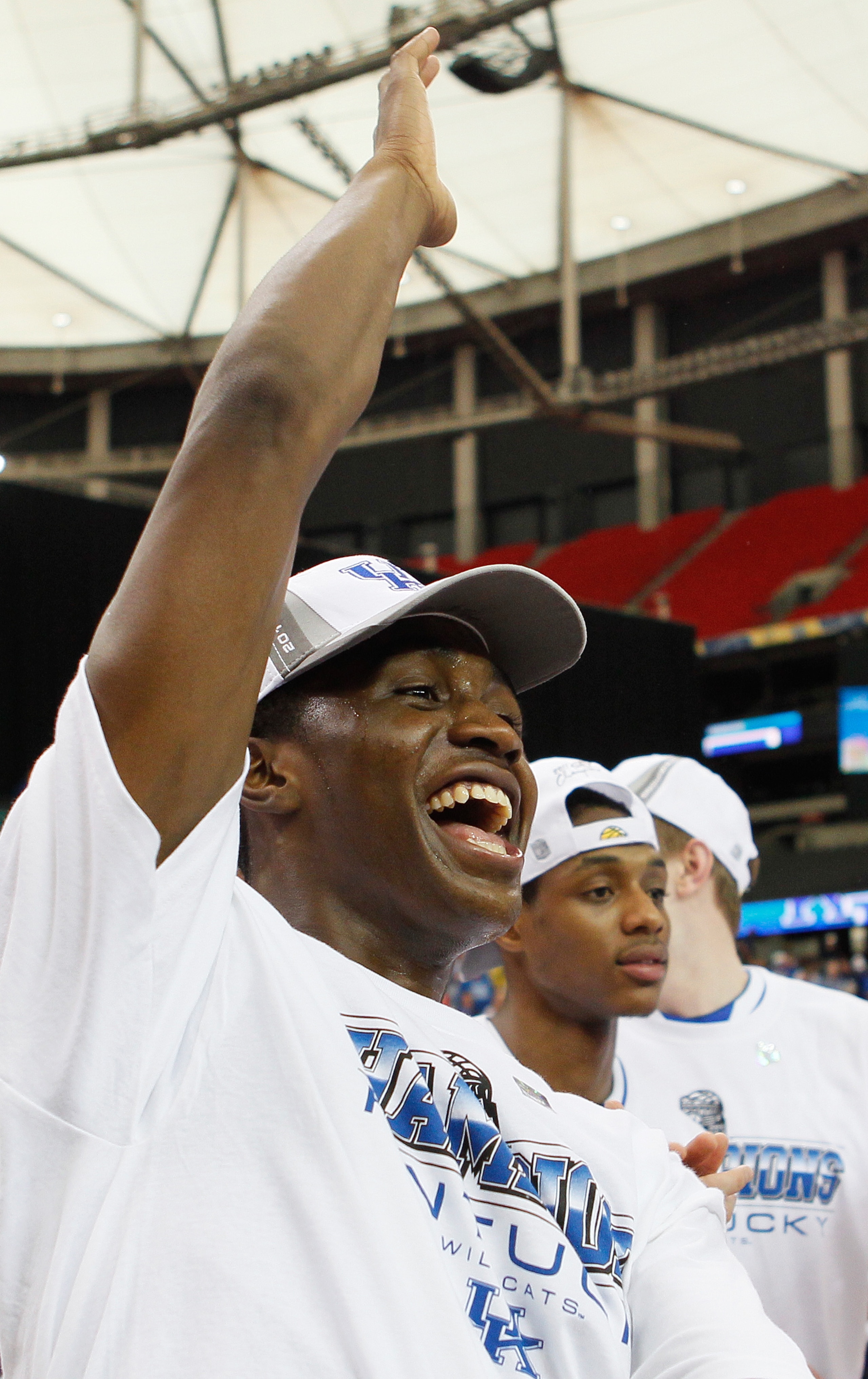 ATLANTA, GA - MARCH 13:  Doron Lamb #20 of the Kentucky Wildcats celebrates after they defeated the Florida Gators 70 to 54 during the championship game of the SEC Men's Basketball Tournament at Georgia Dome on March 13, 2011 in Atlanta, Georgia.  (Photo
