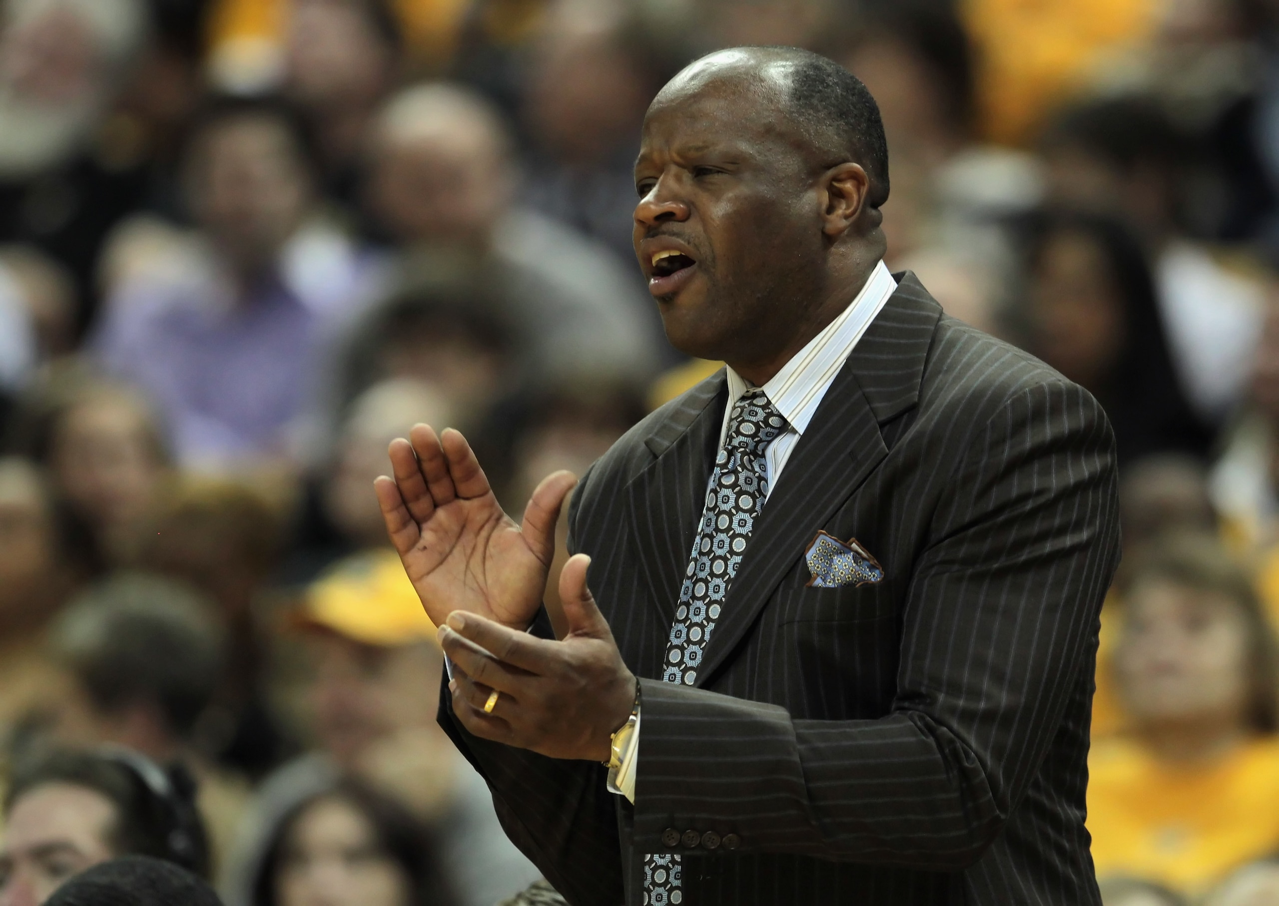 COLUMBIA, MO - FEBRUARY 15:  Head coach Mike Anderson of the Missouri Tigers applauds during the game against the Texas Tech Red Raiders on February 15, 2011 at Mizzou Arena in Columbia, Missouri.  (Photo by Jamie Squire/Getty Images)
