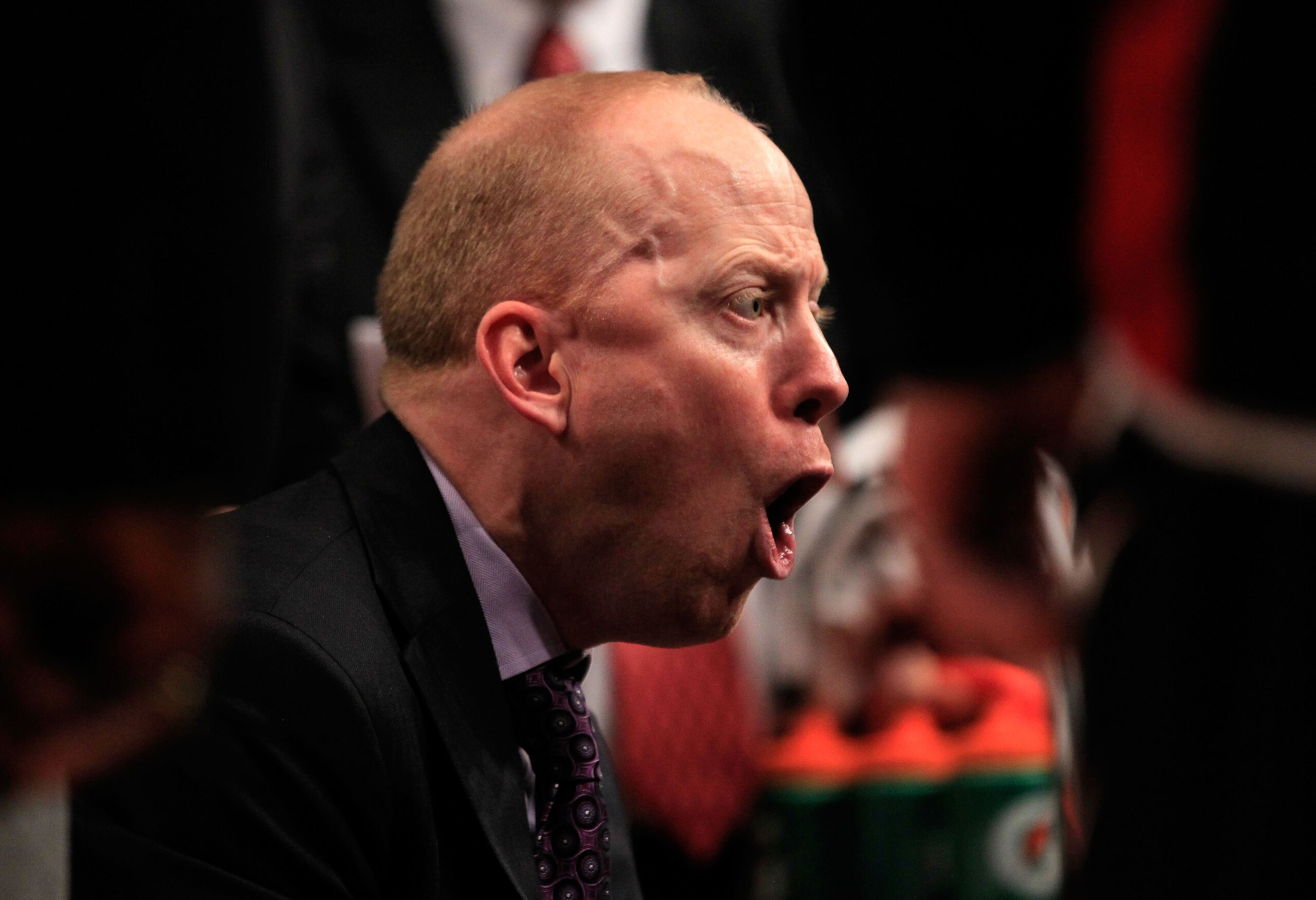 NEW YORK, NY - MARCH 10: Head coach Mick Cronin of the Cincinnati Bearcats talks to his team during a time out during the game against the Notre Dame Fighting Irish during the quarterfinals of the 2011 Big East Men's Basketball Tournament presented by Ame