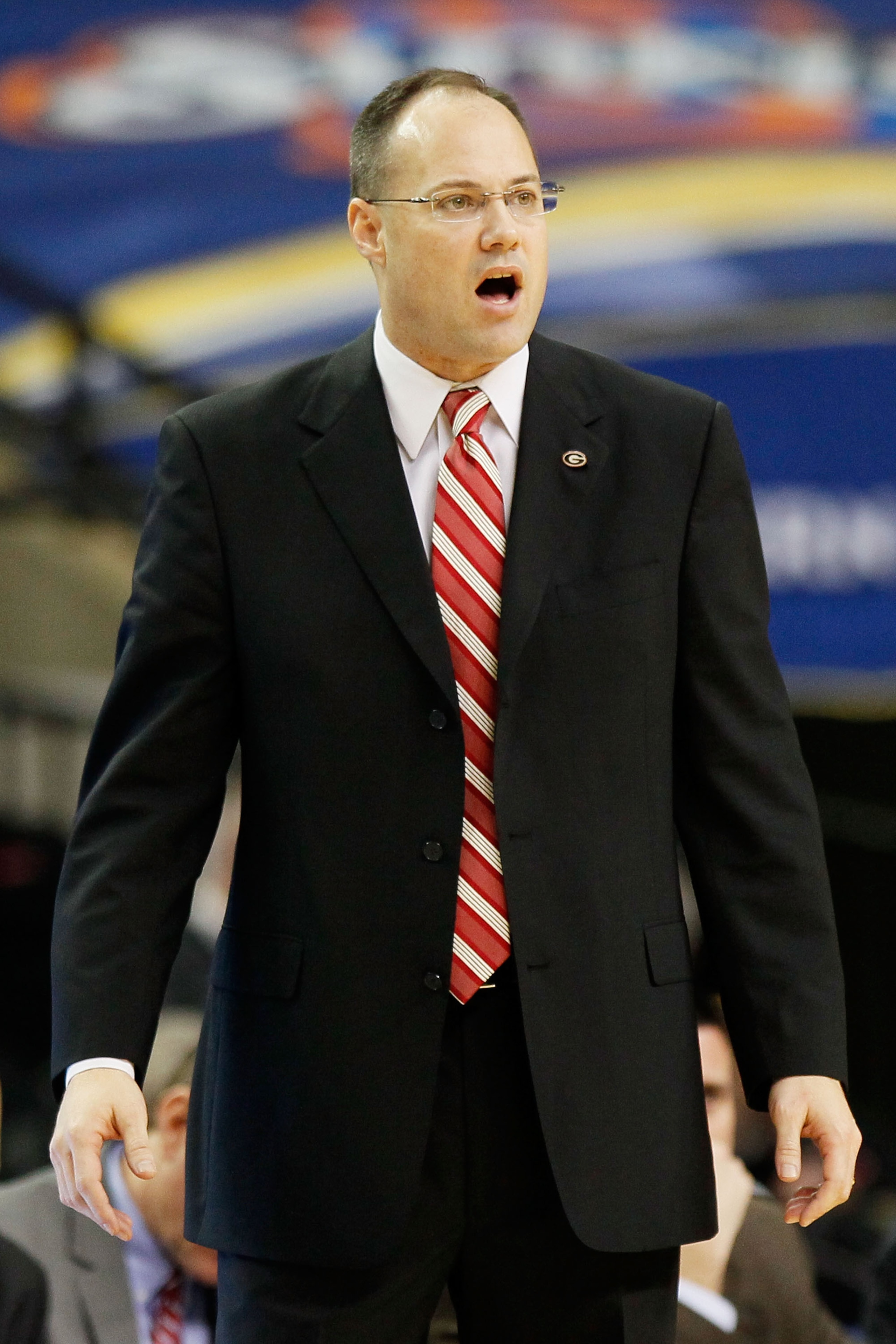ATLANTA, GA - MARCH 10:  head coach Mark Fox of the Georgia Bulldogs reacts against the Auburn Tigers during the first round of the SEC Men's Basketball Tournament at the Georgia Dome on March 10, 2011 in Atlanta, Georgia.  (Photo by Kevin C. Cox/Getty Im