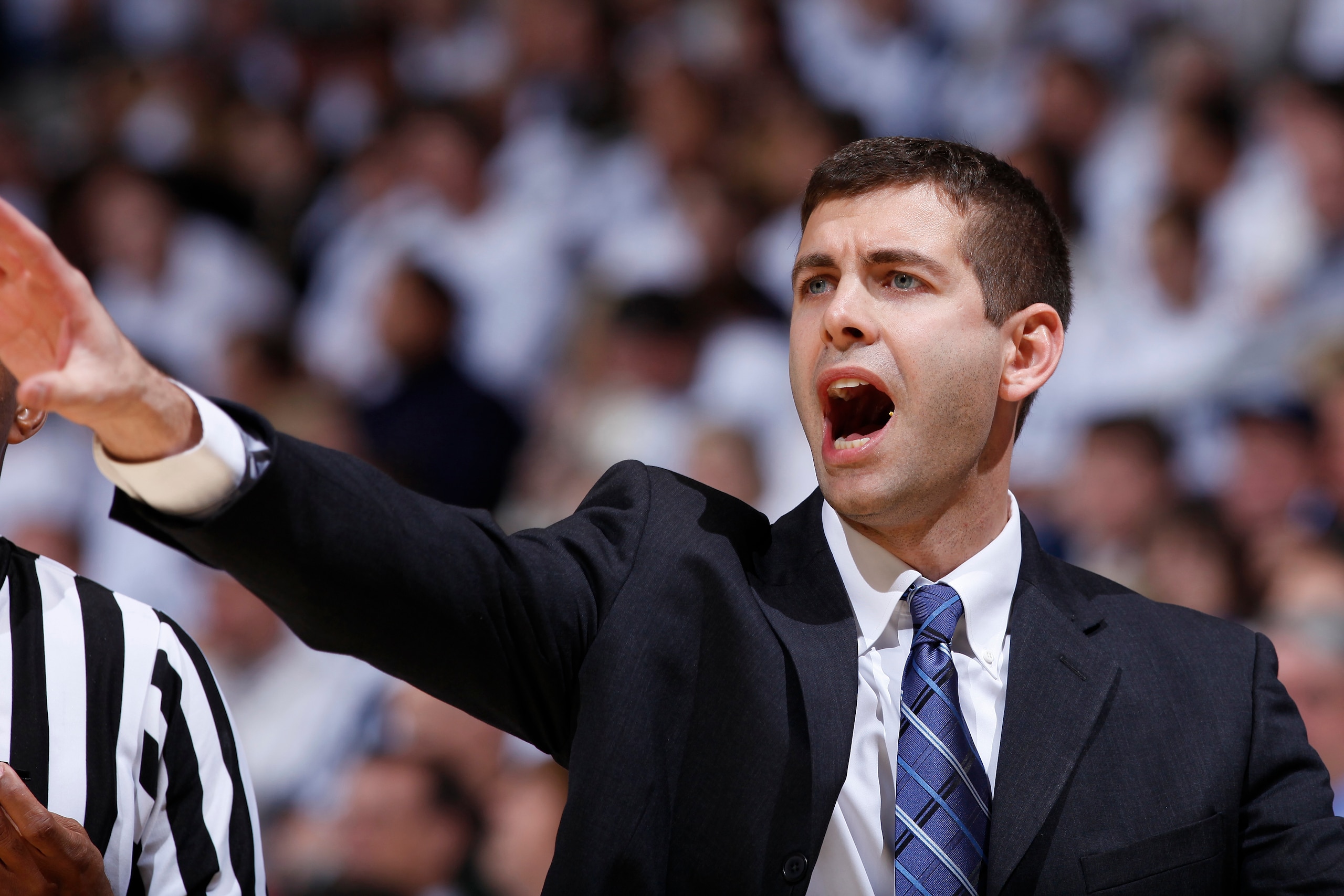 CINCINNATI, OH - DECEMBER 9: Butler Bulldogs head coach Brad Stevens looks on against the Xavier Musketeers at Cintas Center on December 9, 2010 in Cincinnati, Ohio. Xavier defeated Butler 51-49. (Photo by Joe Robbins/Getty Images)