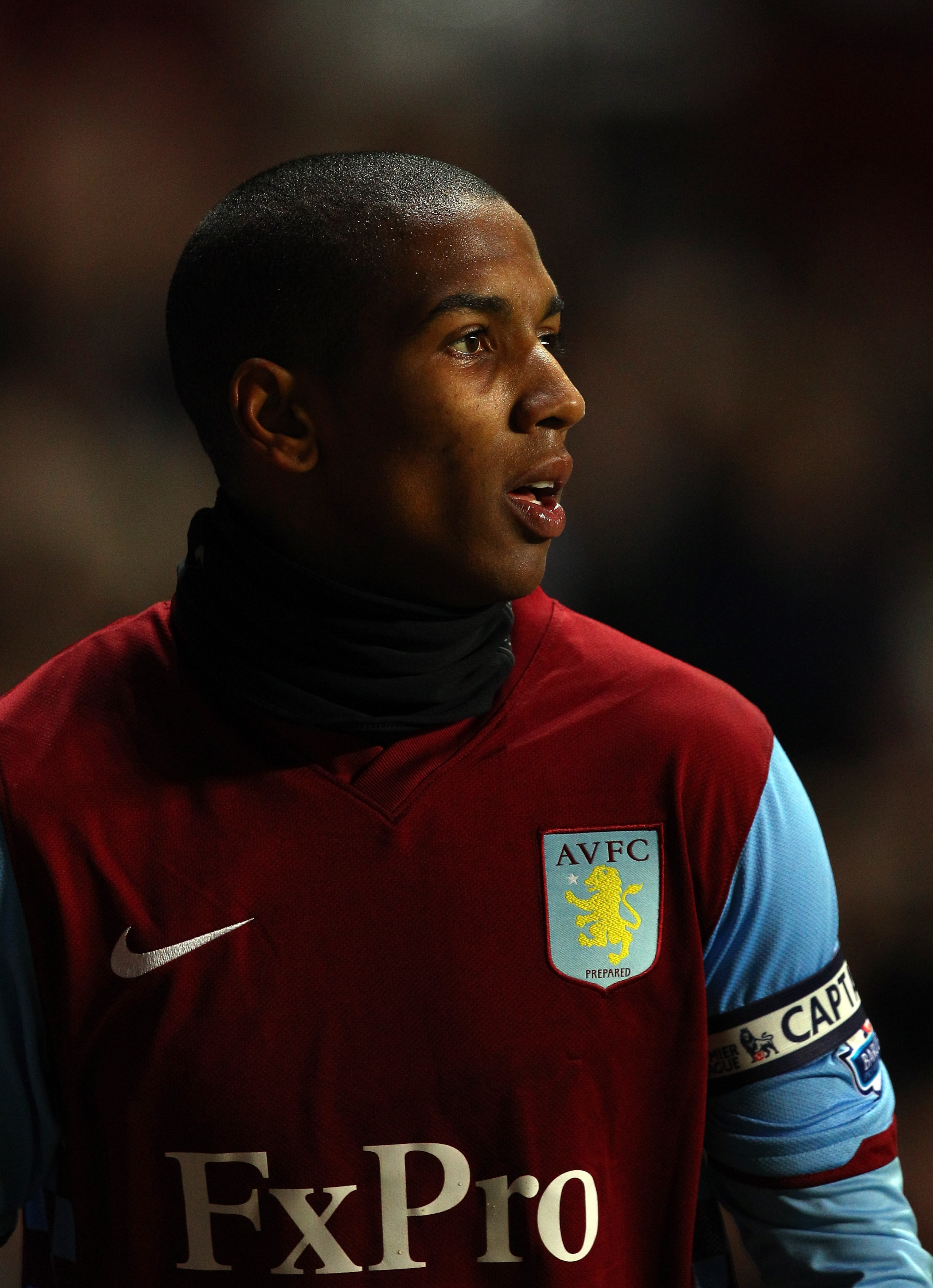 BIRMINGHAM, ENGLAND - DECEMBER 11:  Ashley Young of Villa wears a snood around his neck during the Barclays Premier League match between Aston Villa and West Bromwich Albion at Villa Park on December 11, 2010 in Birmingham, England.  (Photo by Richard Hea
