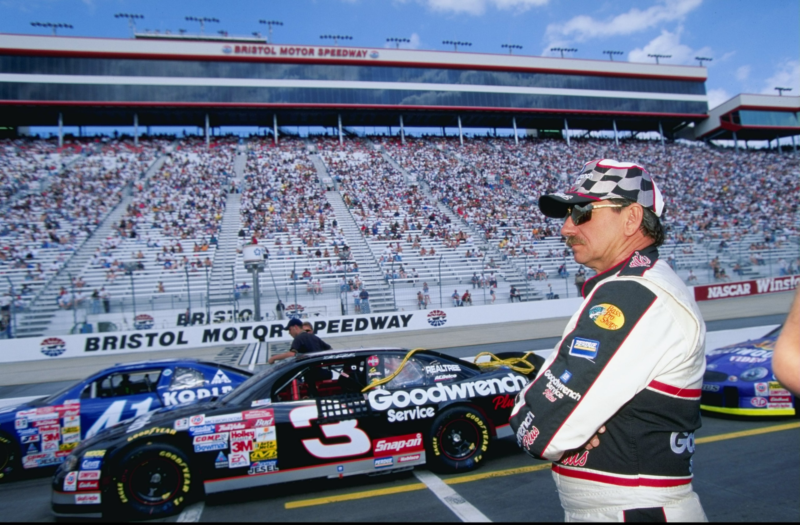 9 Apr 1999:  Dale Earnhardt #3 looking on during practice for the Food City 500 of the NASCAR Winston Cup Series at the Bristol Motor Speedway in Bristol, Tennessee. Mandatory Credit: Jamie Squire  /Allsport