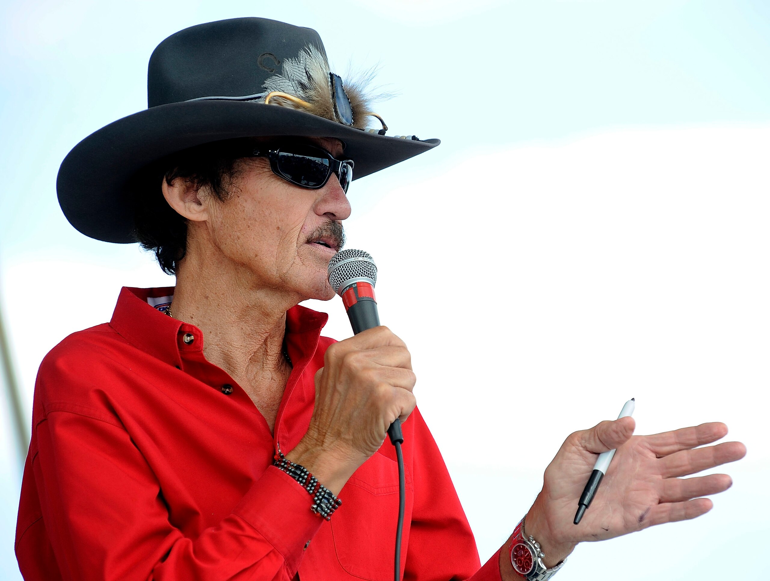 DOVER, DE - SEPTEMBER 20:  Richard Petty speaks to fans during practice for the NASCAR Sprint Cup Series Camping World RV 400 at Dover International Speedway on September 20, 2008 in Dover, Delaware.  (Photo by Jeff Zelevansky/Getty Images for NASCAR)