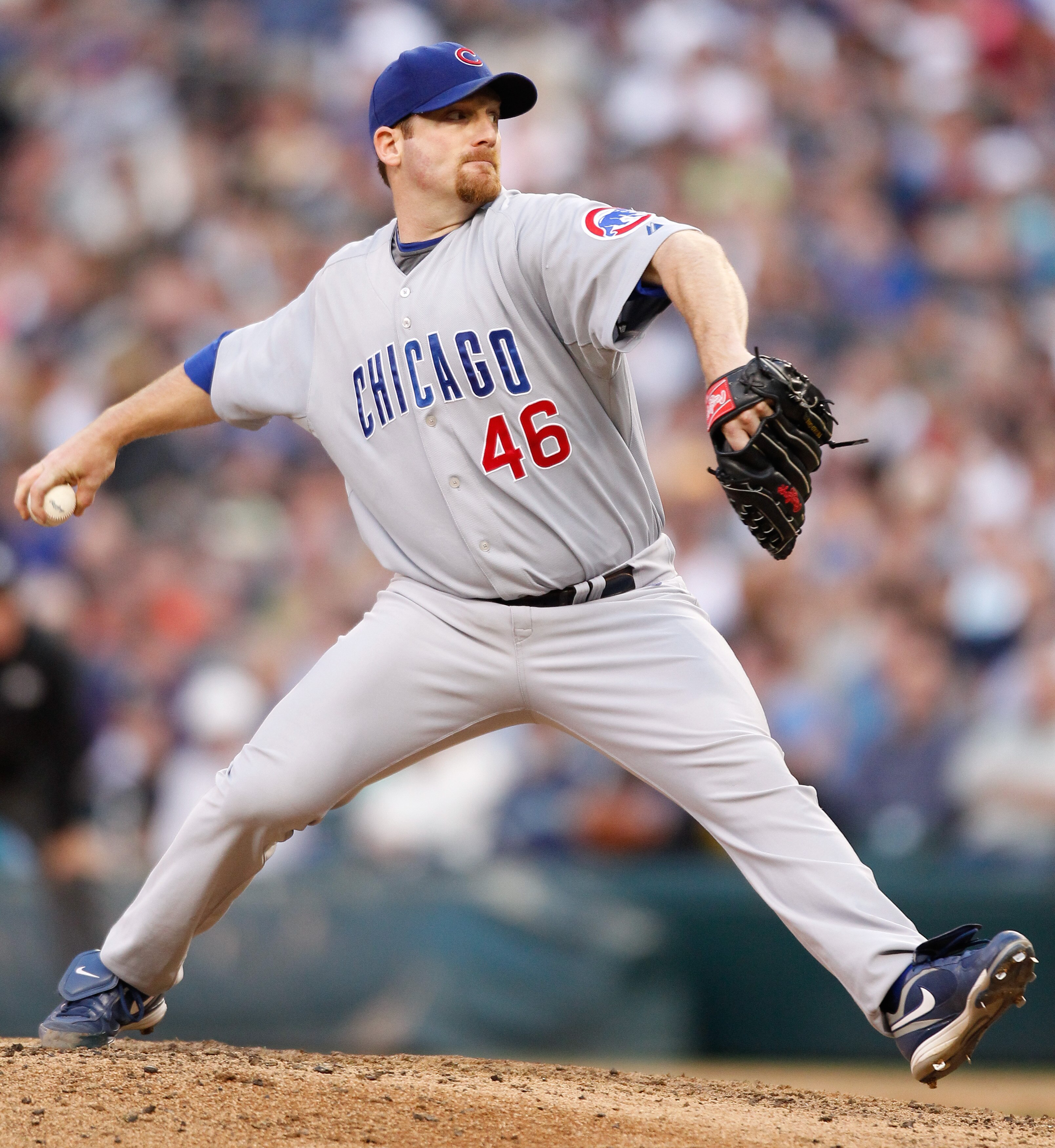 SEATTLE - JUNE 22:  Starting pitcher Ryan Dempster #46 of the Chicago Cubs pitches against the Seattle Mariners on June 22, 2010 at Safeco Field in Seattle, Washington. (Photo by Otto Greule Jr/Getty Images)