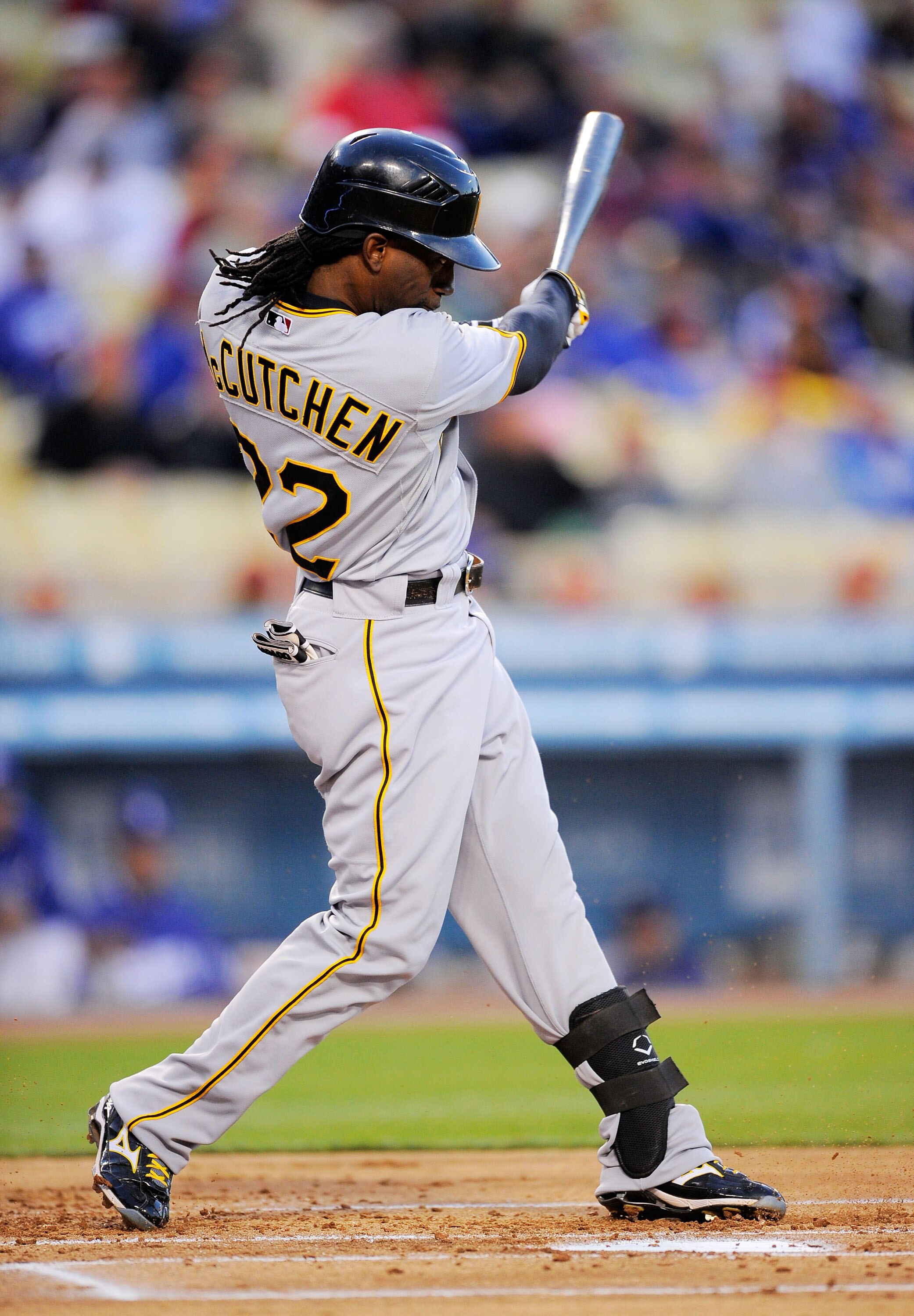 LOS ANGELES, CA - APRIL 29:  Andrew McCutchen #22 of the Pittsburgh Pirates swings at during the baseball game against  Los Angeles Dodgers on April 29, 2010 at Dodger Stadium in Los Angeles, California.  (Photo by Kevork Djansezian/Getty Images)