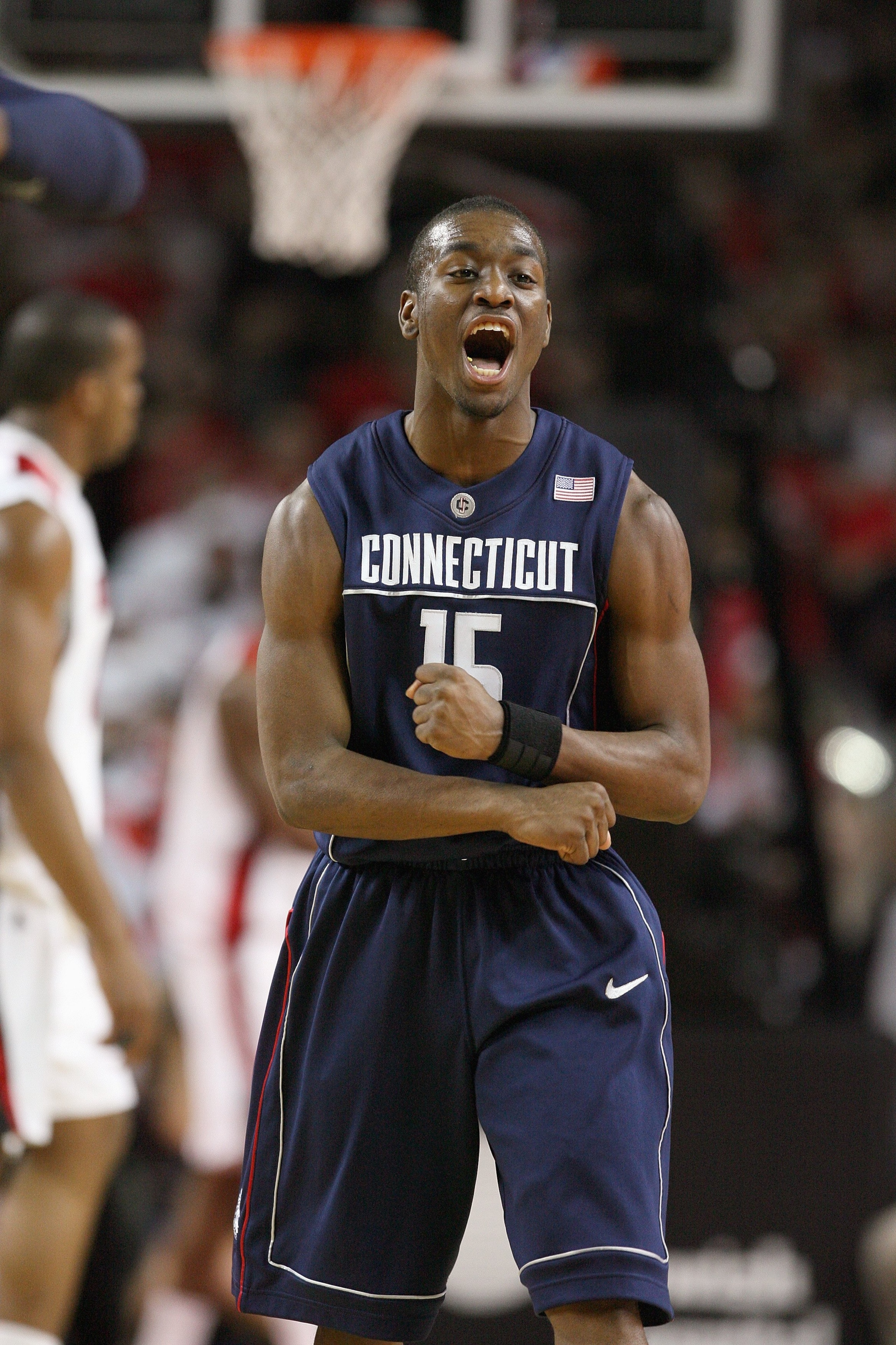 LOUISVILLE, KY - FEBRUARY 2:  Kemba Walker #15 of the Connecticut Huskies reacts on the court during the Big East Conference game against the Louisville Cardinals on February 2, 2009 at Freedom Hall in Louisville, Kentucky.  (Photo by Andy Lyons/Getty Ima