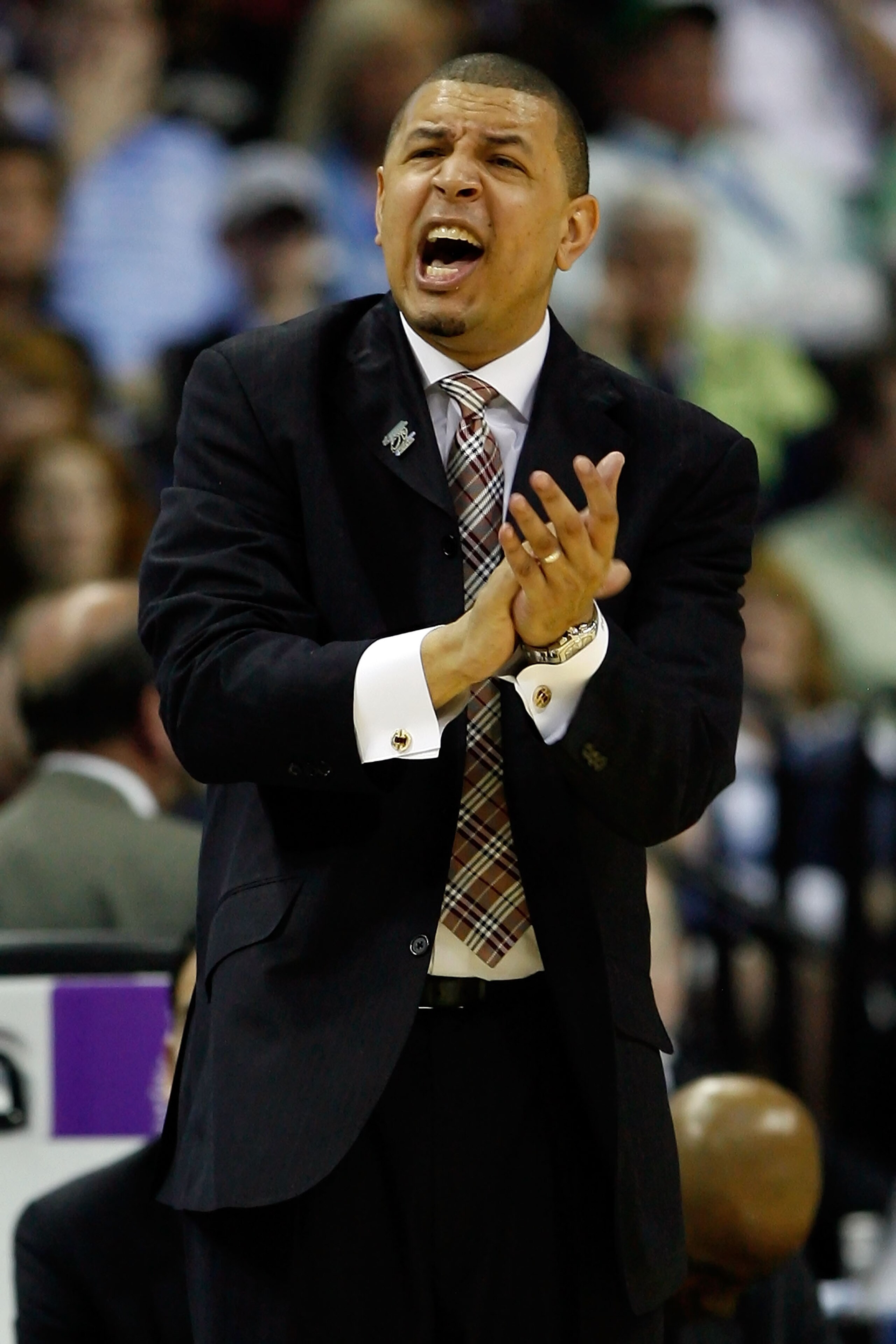 MEMPHIS, TN - MARCH 27:  Head coach Jeff Capel of the Oklahoma Sooners reacts in the second half while taking on the Syracuse Orange during the NCAA Men's Basketball Tournament South Regionals at the FedExForum on March 27, 2009 in Memphis, Tennessee. The
