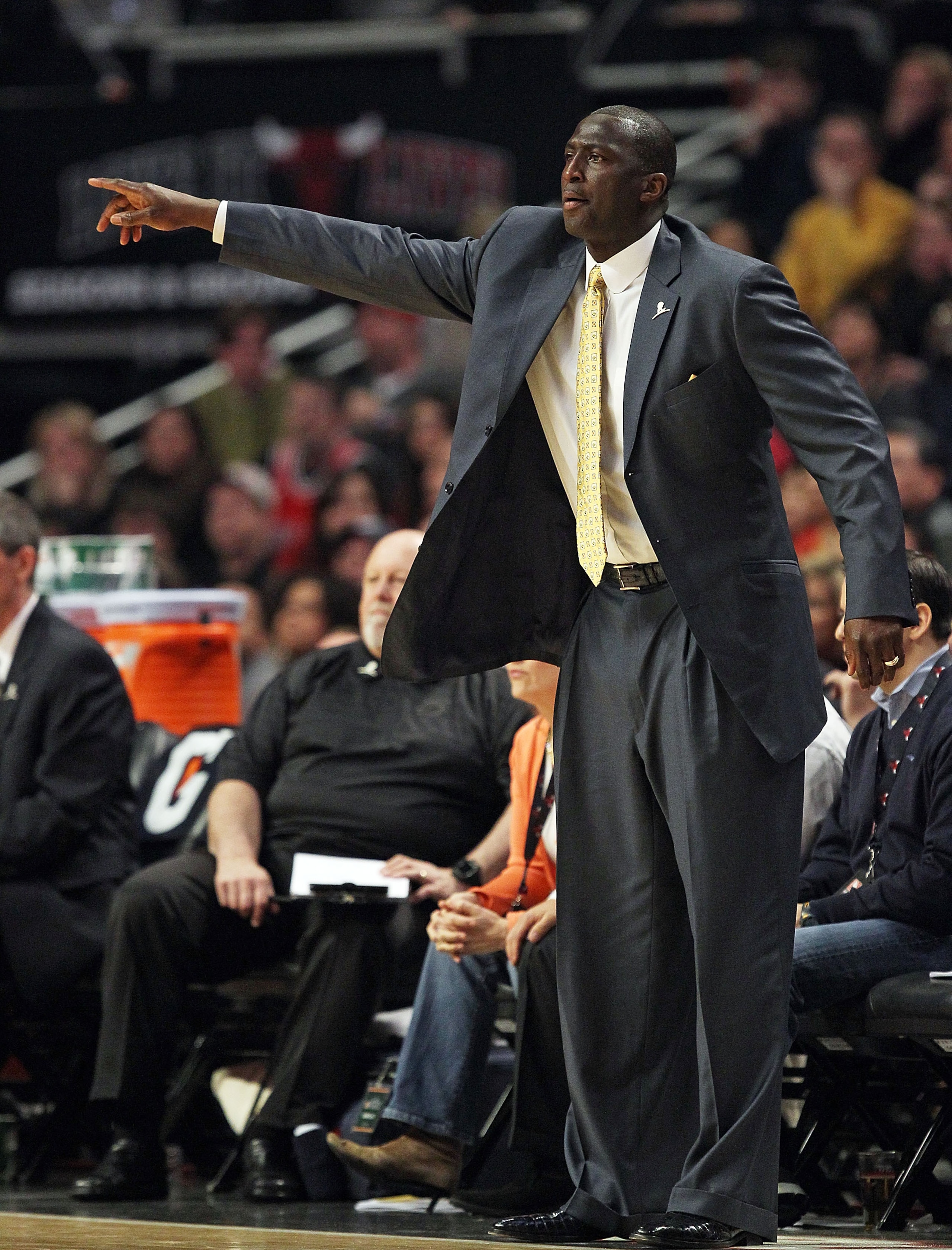 CHICAGO, IL - MARCH 12: Head coach Tyrone Corbin of the Utah Jazz gives instructions to his team against the Chicago Bulls at the United Center on March 12, 2011 in Chicago, Illinois. The Bulls defeated the Jazz 118-100. NOTE TO USER: User expressly ackno