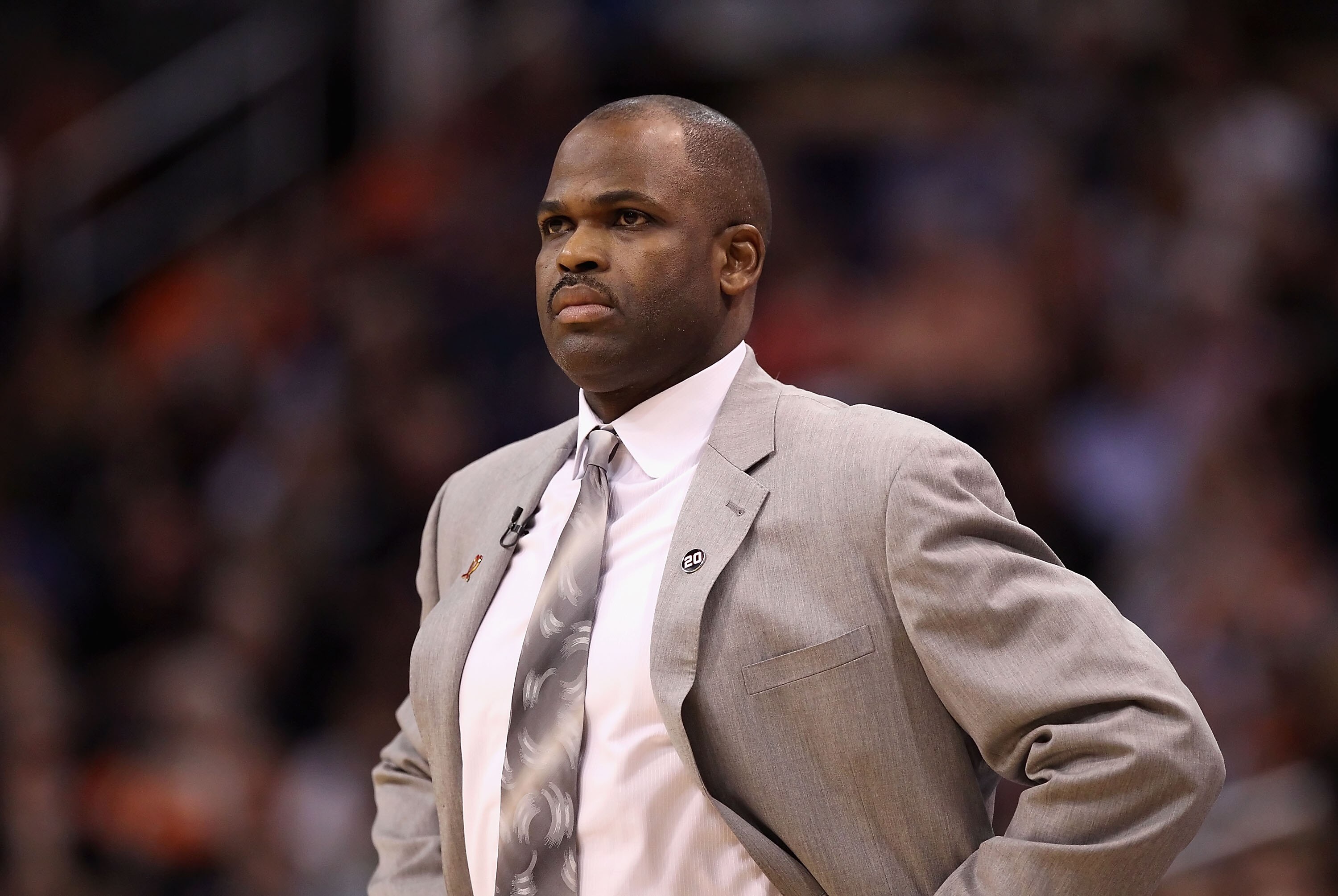 PHOENIX, AZ - JANUARY 14:  Head coach Nate McMillan of the Portland Trail Blazers during the NBA game against the Phoenix Suns at US Airways Center on January 14, 2011 in Phoenix, Arizona. The Suns defeated the Trail Blazers 115-111. NOTE TO USER: User ex