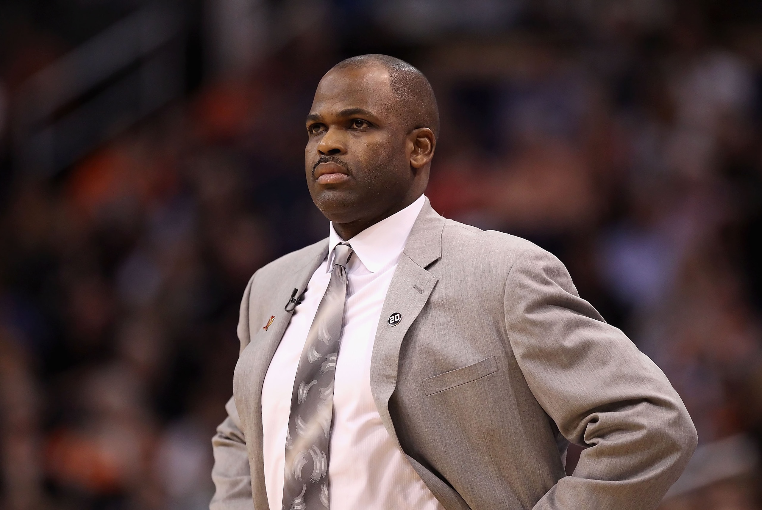 PHOENIX, AZ - JANUARY 14:  Head coach Nate McMillan of the Portland Trail Blazers during the NBA game against the Phoenix Suns at US Airways Center on January 14, 2011 in Phoenix, Arizona. The Suns defeated the Trail Blazers 115-111. NOTE TO USER: User ex