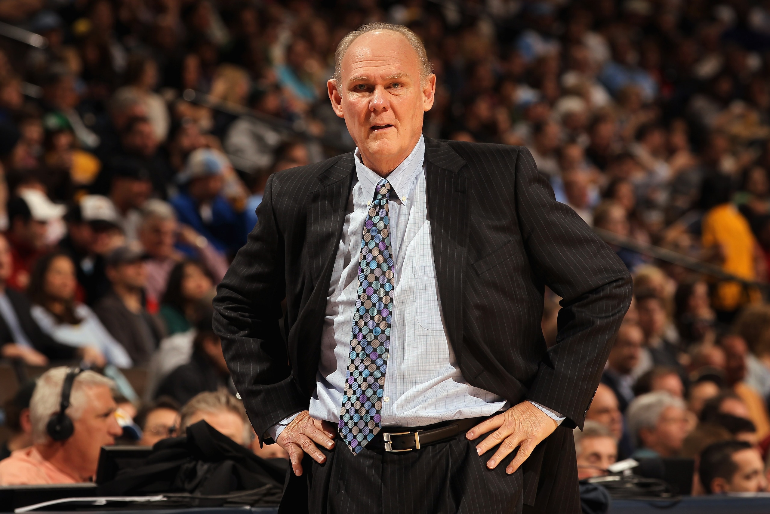 DENVER, CO - FEBRUARY 28:  Head coach George Karl of the Denver Nuggets leads his team against the Atlanta Hawks during NBA action at the Pepsi Center on February 28, 2011 in Denver, Colorado. The Nuggets deafeated the Hawks 100-90. NOTE TO USER: User exp