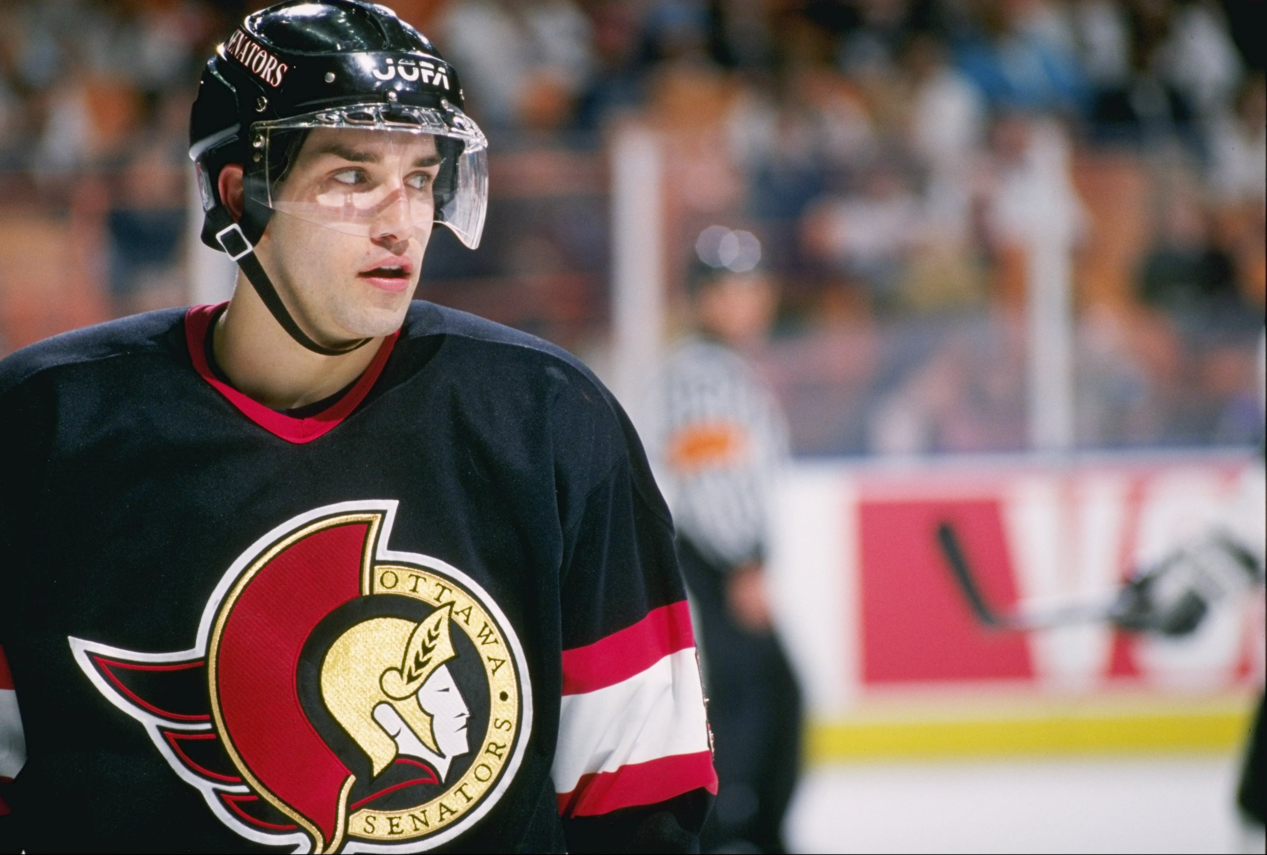 8 Mar 1997: Center Alexandre Daigle of the Ottawa Senators looks on during a game against the Los Angeles Kings at the Great Western Forum in Inglewood, California. The Kings won the game, 3-1.