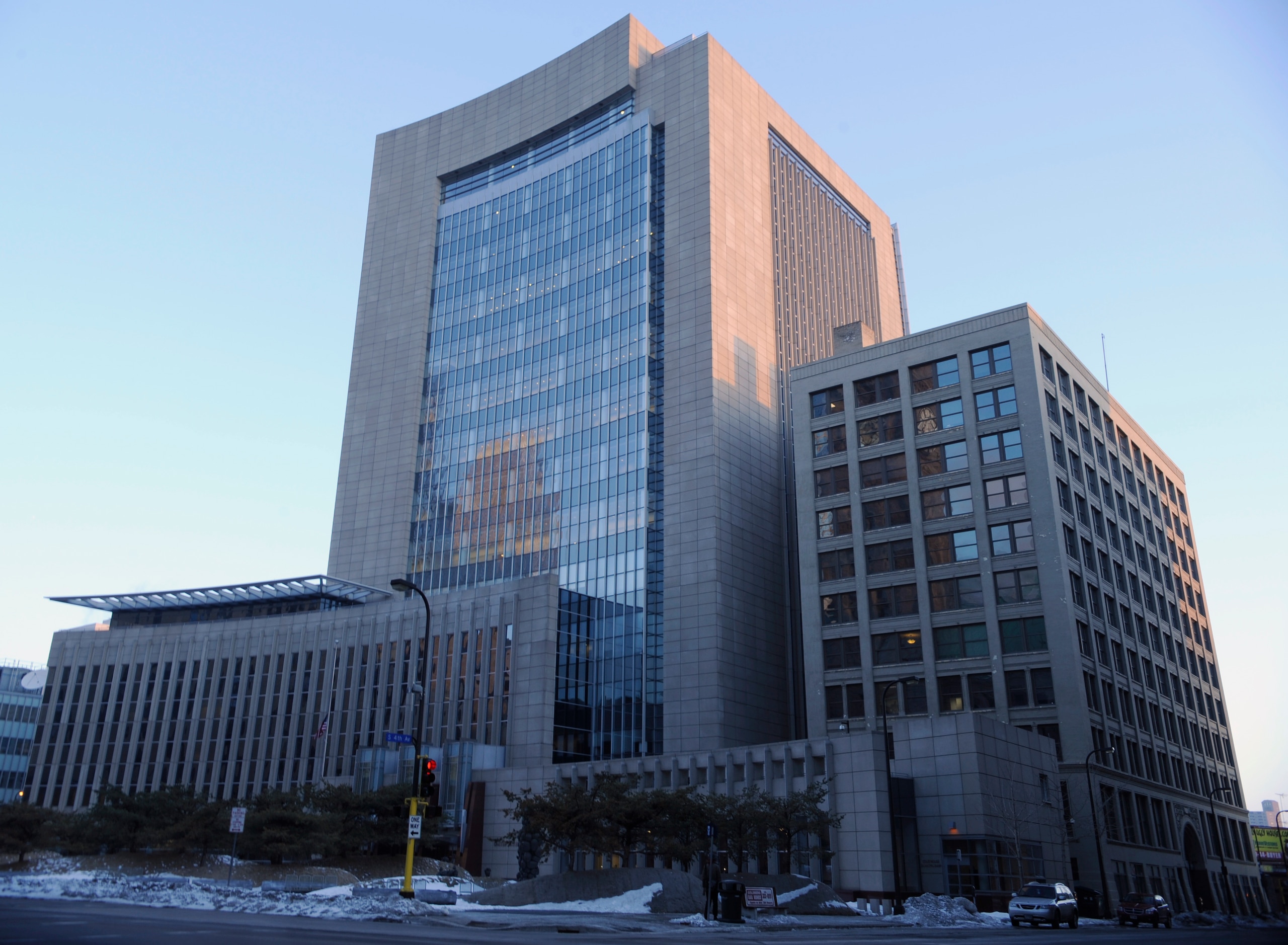 MINNEAPOLIS, MN - MARCH 14:  The exterior of the United States District Courthouse, Minneapolis Building is seen prior to NFL players filing a temporary injunction against a labor lockout on March 14, 2011 in Minneapolis, Minnesota. The NFLPA filed for de