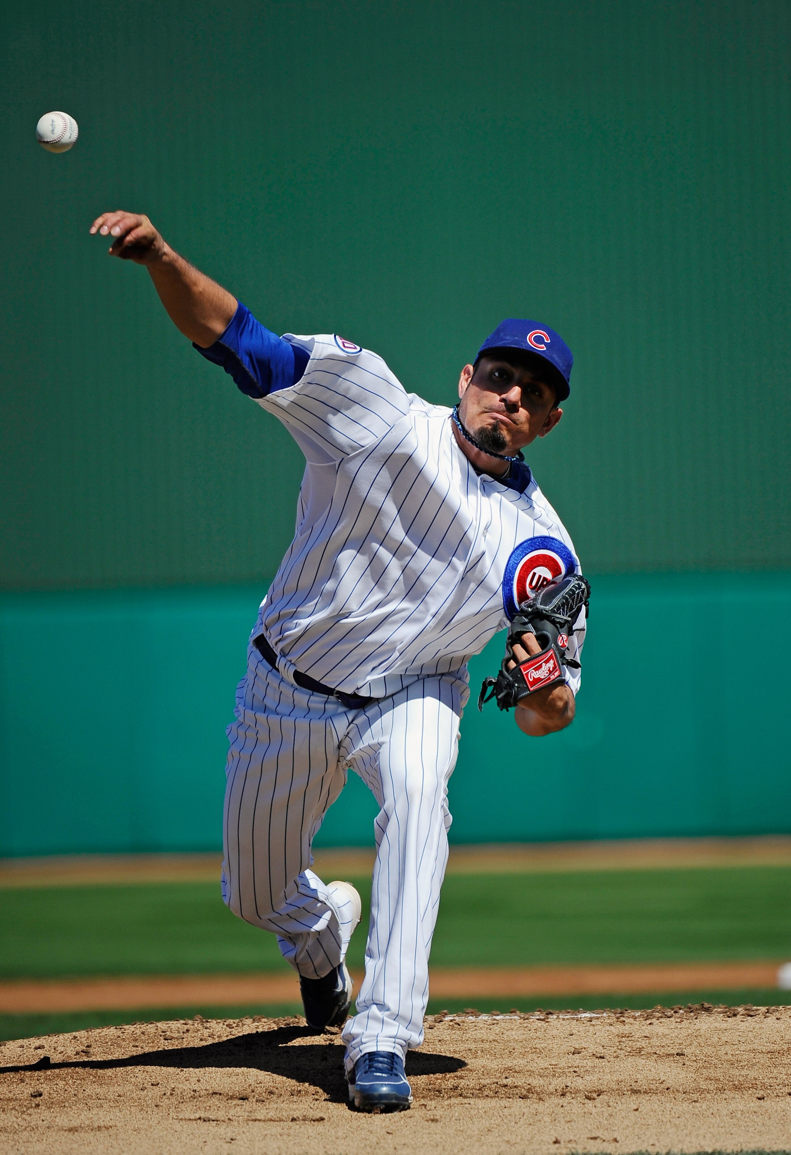MESA, AZ - MARCH 09:  Matt Garza #17 pitcher of the Chicago Cubs throws a ptich against the Kansas City Royals during the spring training baseball game at HoHoKam Stadium on March 9, 2011 in Mesa, Arizona.  (Photo by Kevork Djansezian/Getty Images)