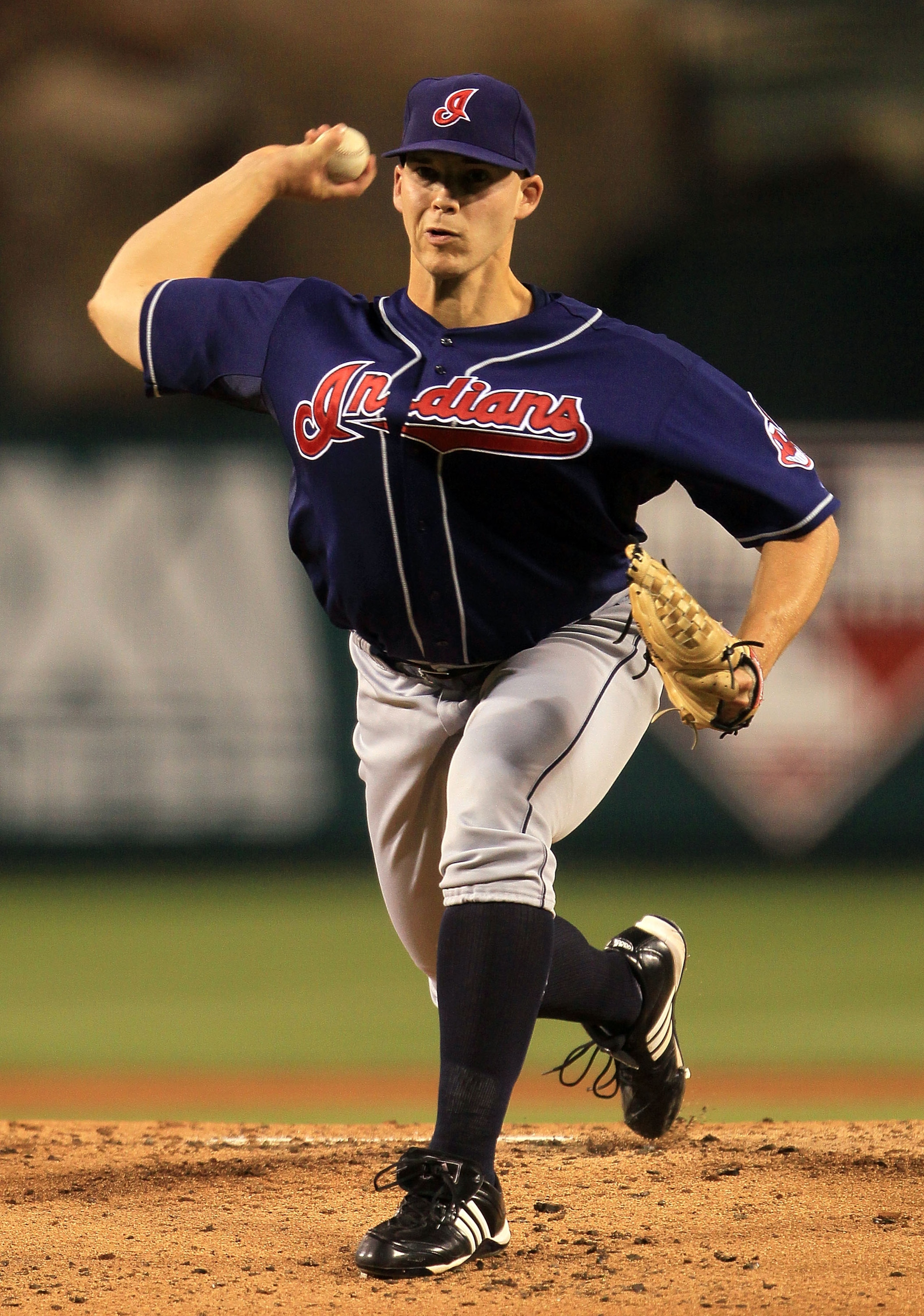 ANAHEIM, CA - SEPTEMBER 07: Justin Masterson #63 of the Cleveland Indians pitches against the Los Angeles Angels of Anaheim in the game at Angel Stadium on September 7, 2010 in Anaheim, California. (Photo by Jeff Gross/Getty Images) ANAHEIM, CA - SEPTEMBER 07: Justin Masterson #63 of the Cleveland Indians pitches against the Los Angeles Angels of Anaheim in the game at Angel Stadium on September 7, 2010 in Anaheim, California. (Photo by Jeff Gross/Getty Images)