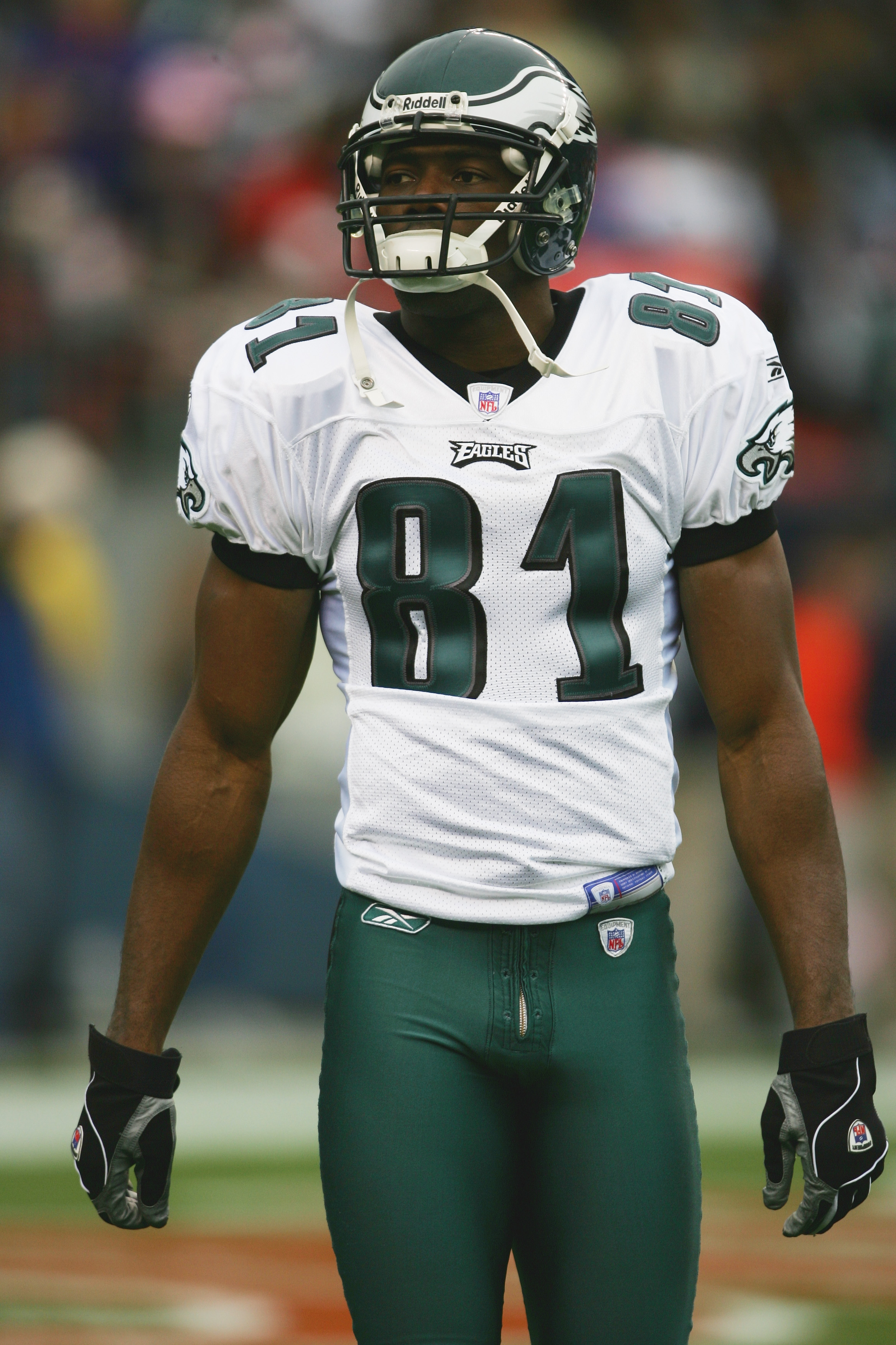 Wide receiver Terrell Owens of the Philadelphia Eagles looks on