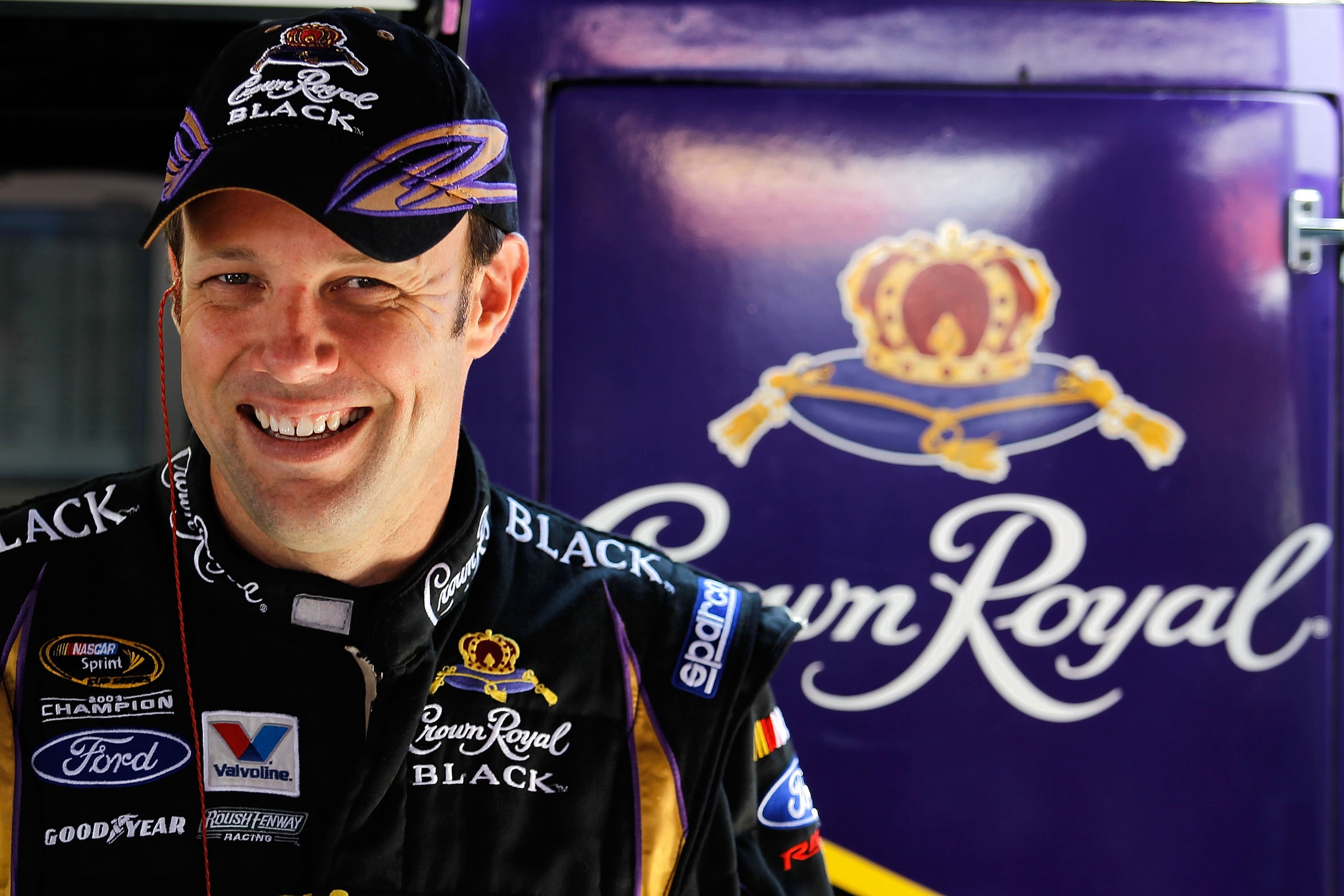 BRISTOL, TN - AUGUST 20:  Matt Kenseth, driver of the #17 Crown Royal Ford, stands in the garage area during practice for the NASCAR Sprint Cup Series IRWIN Tools Night Race at Bristol Motor Speedway on August 20, 2010 in Bristol, Tennessee.  (Photo by To