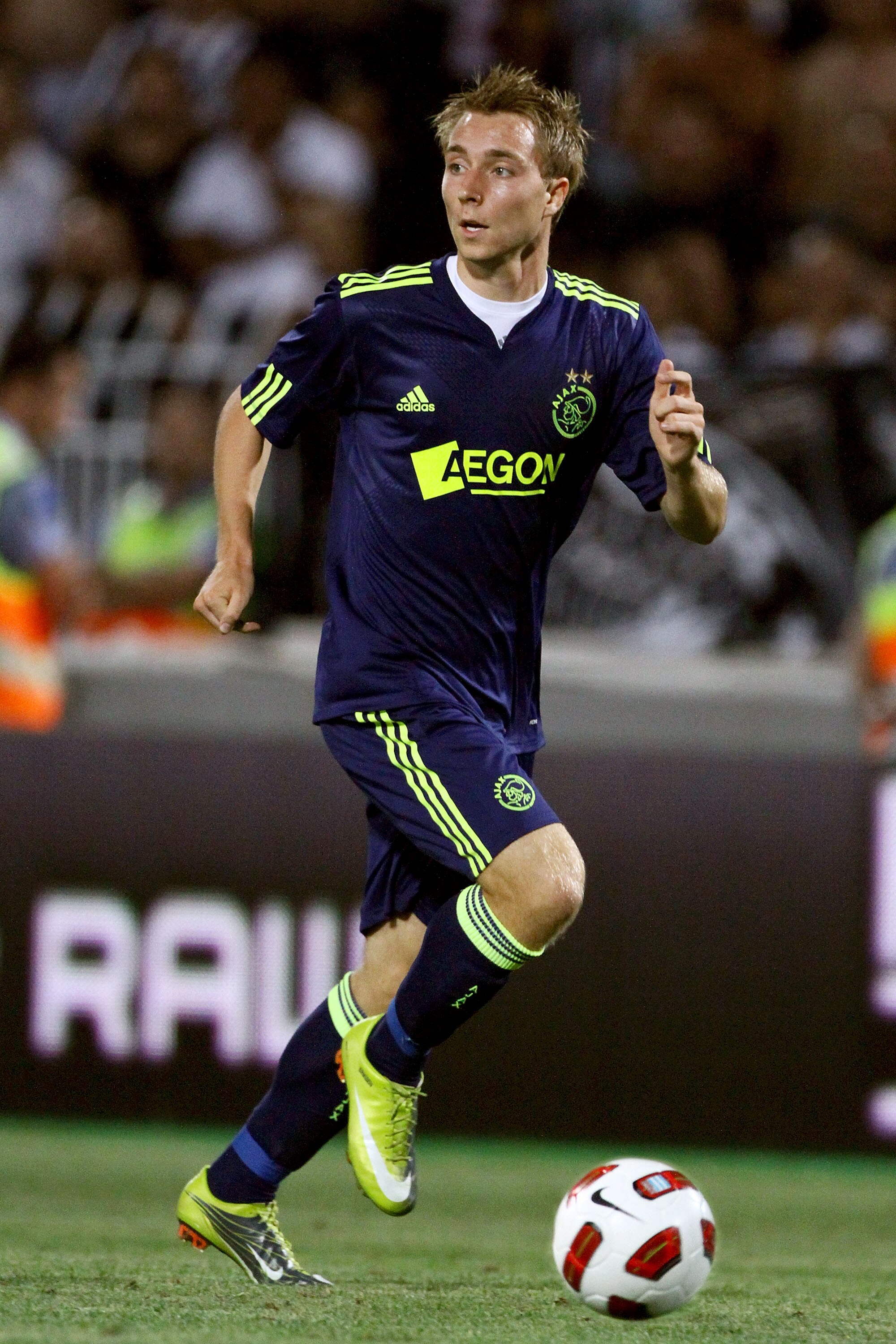 THESSALONIKI, GREECE - AUGUST 04:  Christian Eriksen of Ajax with the ball  during the Uefa Champions League qualifying match between Paok and Ajax at Toumba Stadium on August 4, 2010 in Thessaloniki, Greece.  (Photo by Getty Images/Getty Images)