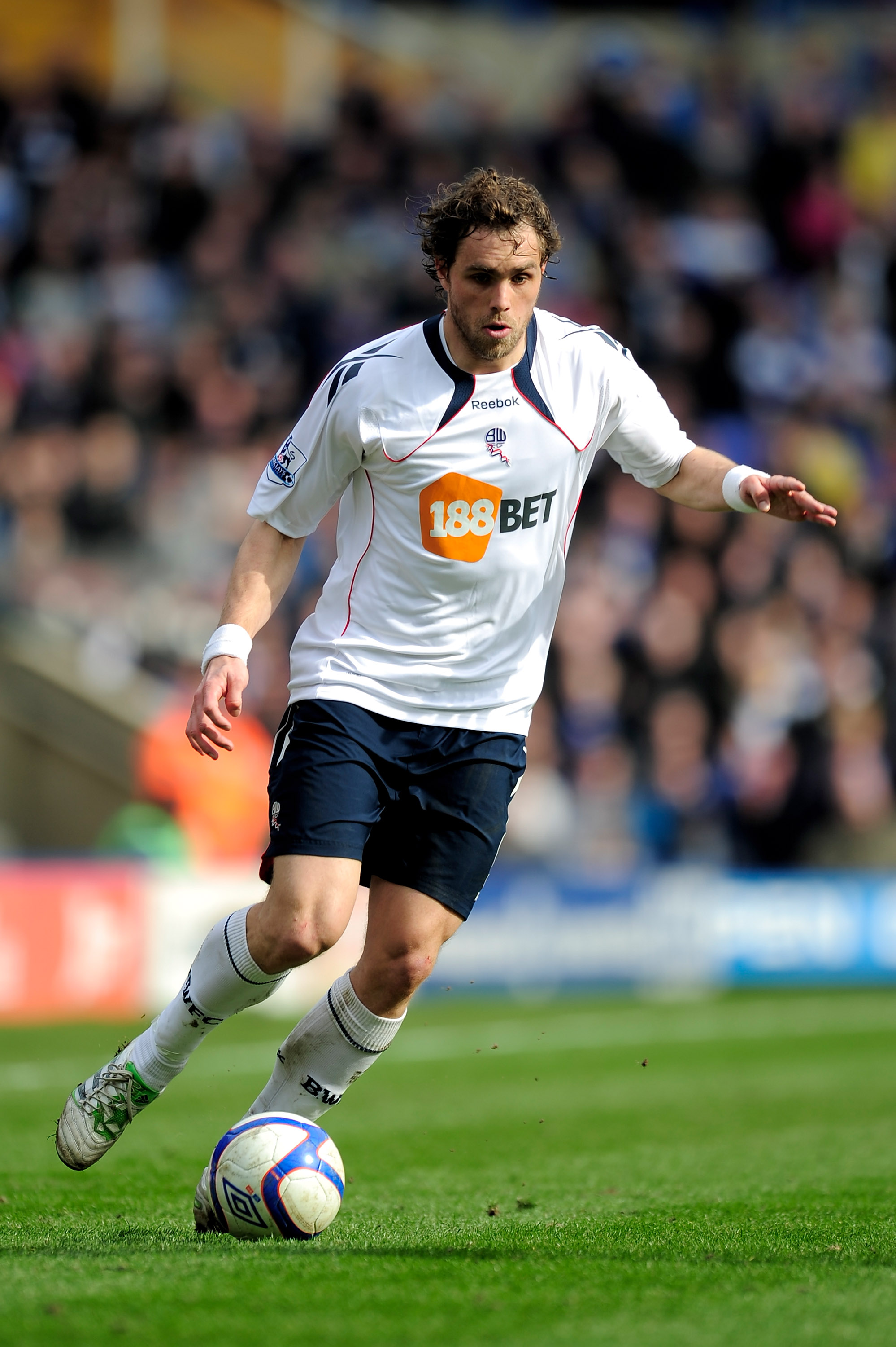 BIRMINGHAM, ENGLAND - MARCH 12: Johan Elmander of Bolton Wanderers on the ball during the FA Cup sponsored by E.On Sixth Round match between Birmingham City and Bolton Wanderers at St Andrews on March 12, 2011 in Birmingham, England.  (Photo by Jamie McDo