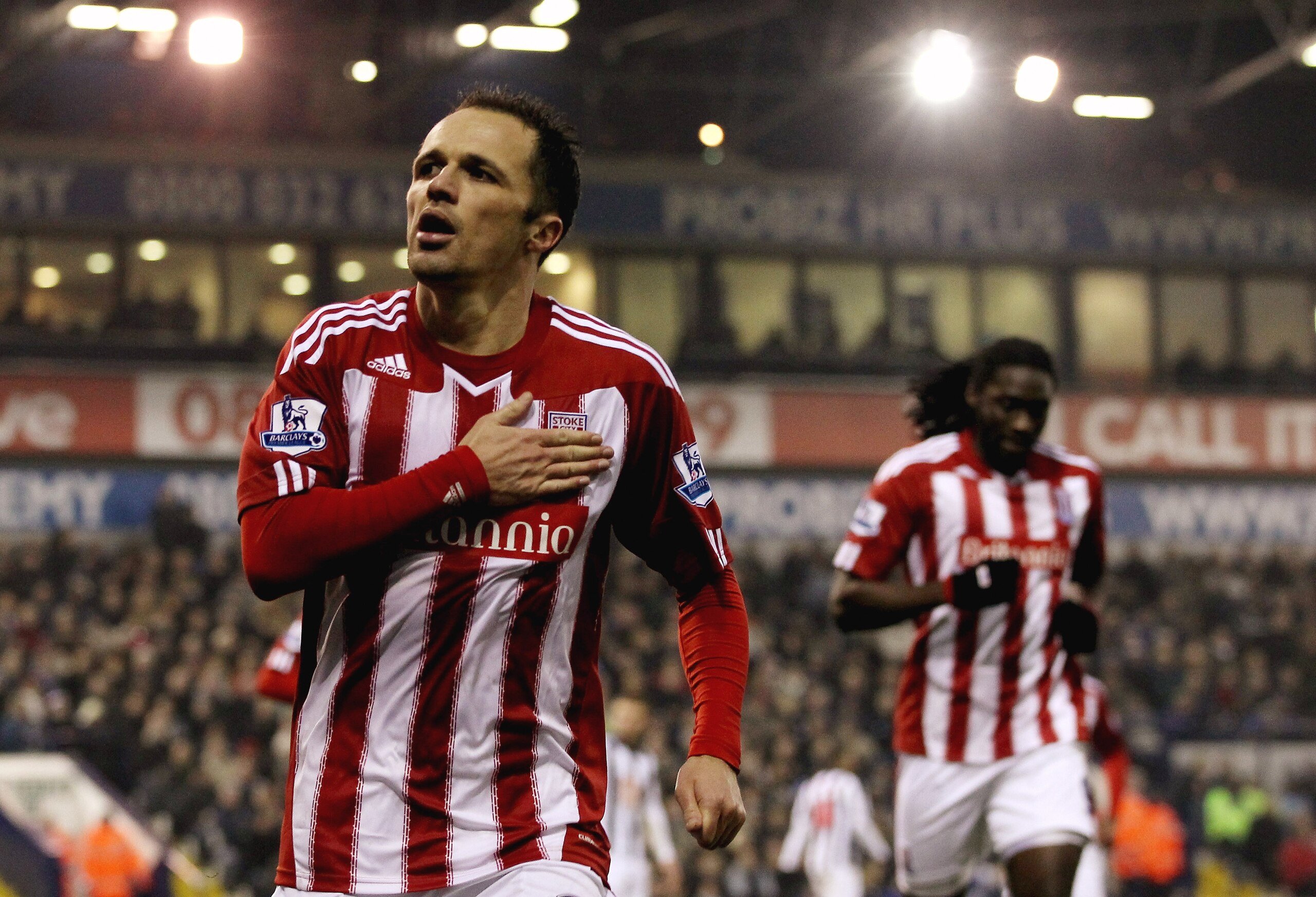 WEST BROMWICH, ENGLAND - NOVEMBER 20: Matthew Etherington of Stoke City celebrates after scoring his team's first goal from the penalty spot during the Barclays Premier League match between West Bromwich Albion and Stoke City at The Hawthorns on Novembe WEST BROMWICH, ENGLAND - NOVEMBER 20: Matthew Etherington of Stoke City celebrates after scoring his team's first goal from the penalty spot during the Barclays Premier League match between West Bromwich Albion and Stoke City at The Hawthorns on Novembe
