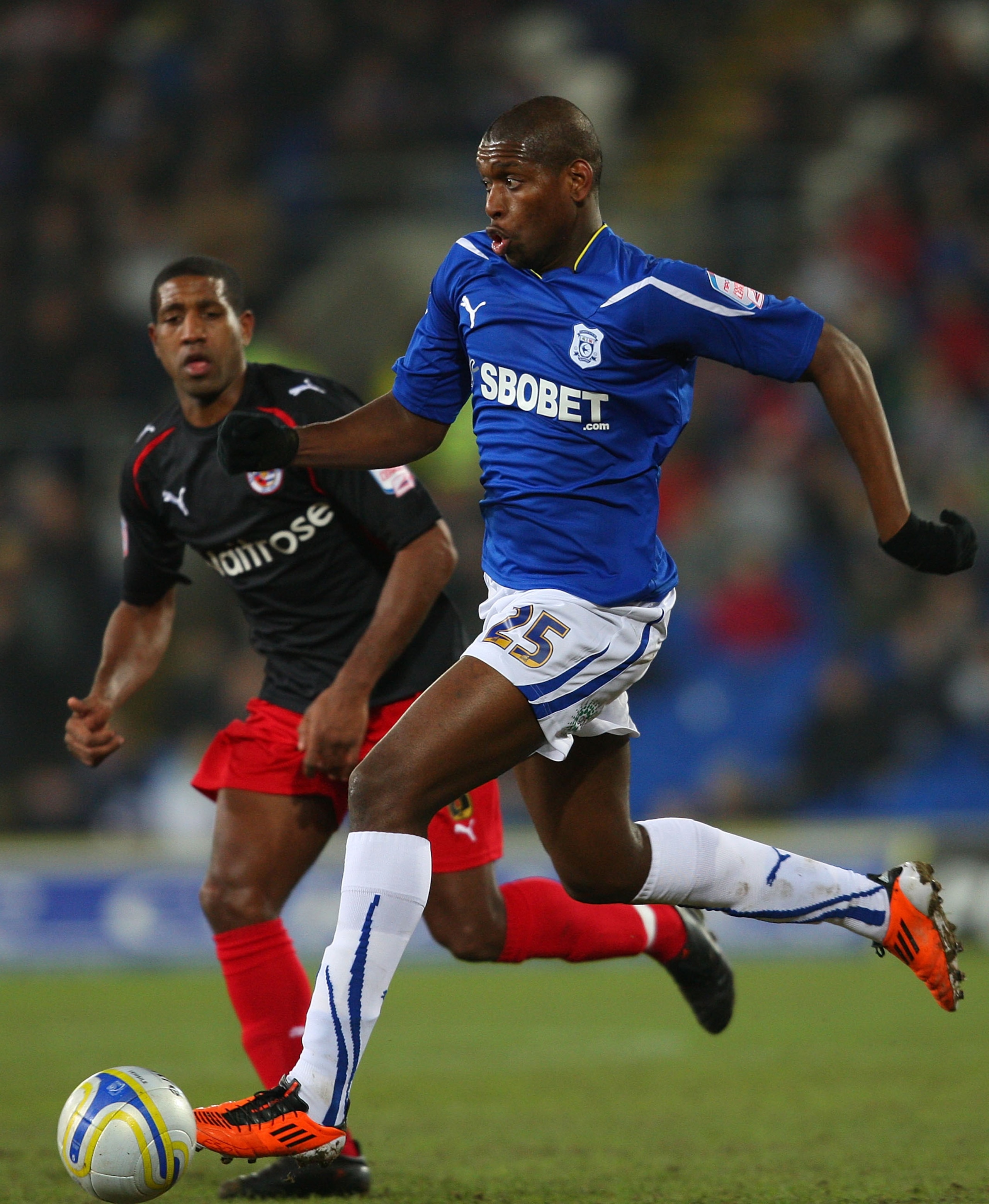 CARDIFF, WALES - FEBRUARY 01:  Cardiff City player Jay Emmanuel-Thomas in action during the npower Championship match between Cardiff City and Reading at Cardiff City Stadium on February 1, 2011 in Cardiff, Wales.  (Photo by Stu Forster/Getty Images)