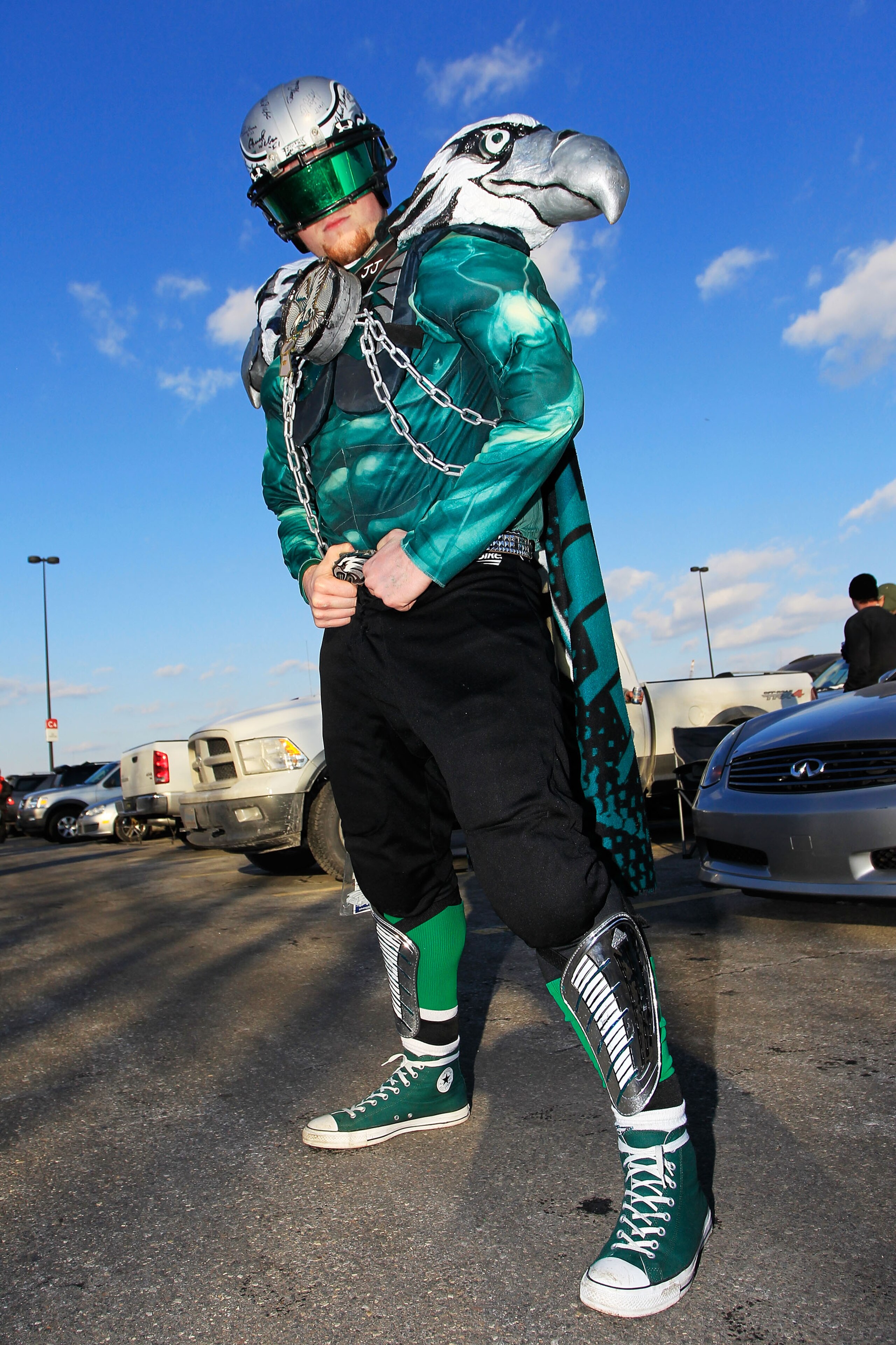 PHILADELPHIA, PA - JANUARY 09: A Philadelphia Eagles fan poses for a photo before they play against the Green Bay Packers in the 2011 NFC wild card playoff game at Lincoln Financial Field on January 9, 2011 in Philadelphia, Pennsylvania. (Photo by Chris PHILADELPHIA, PA - JANUARY 09: A Philadelphia Eagles fan poses for a photo before they play against the Green Bay Packers in the 2011 NFC wild card playoff game at Lincoln Financial Field on January 9, 2011 in Philadelphia, Pennsylvania. (Photo by Chris