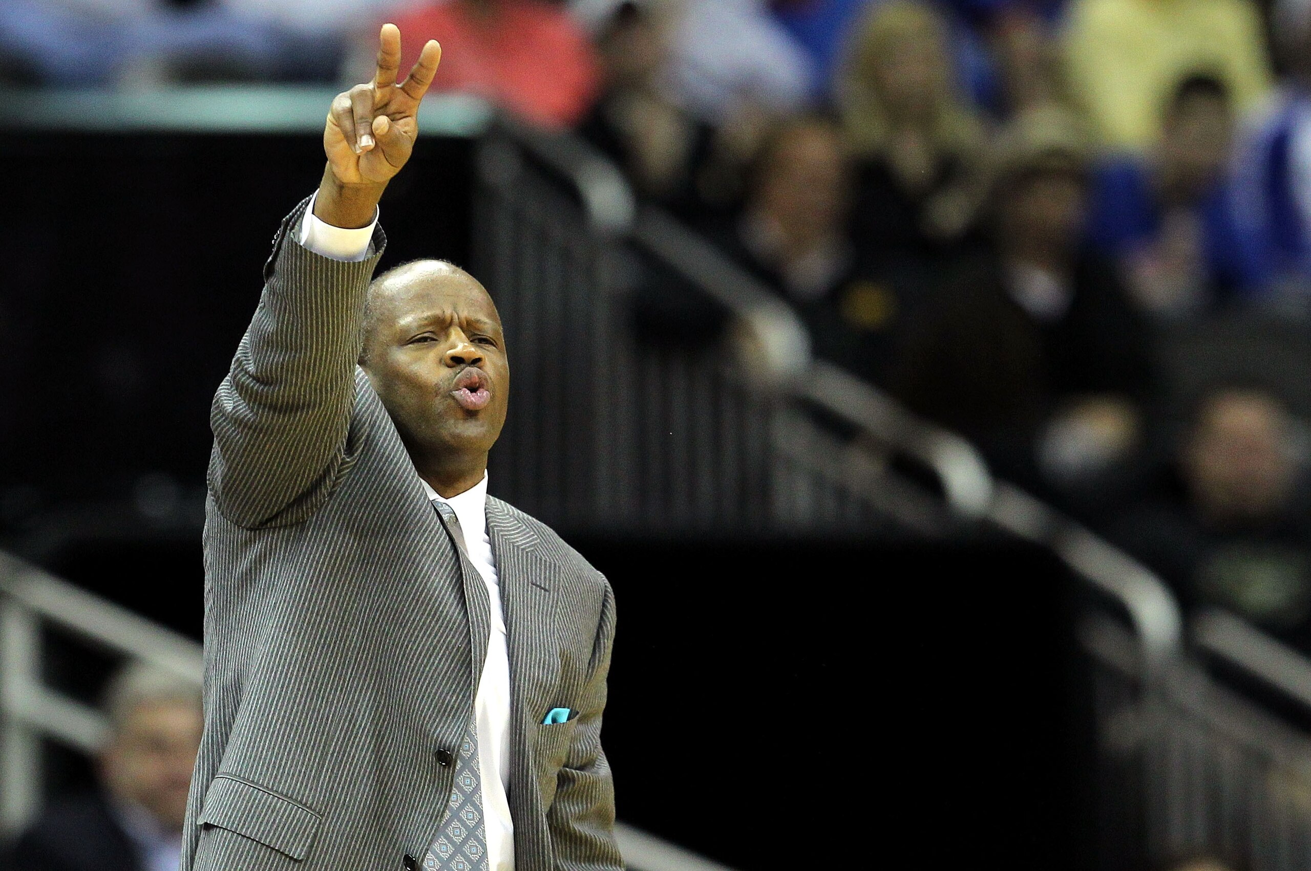 KANSAS CITY, MO - MARCH 09:  Head coach Mike Anderson of the Missouri Tigers signals against the Texas Tech Red Raiders during their first round game in the 2011 Phillips 66 Big 12 Men's Basketball Tournament at Sprint Center on March 9, 2011 in Kansas Ci