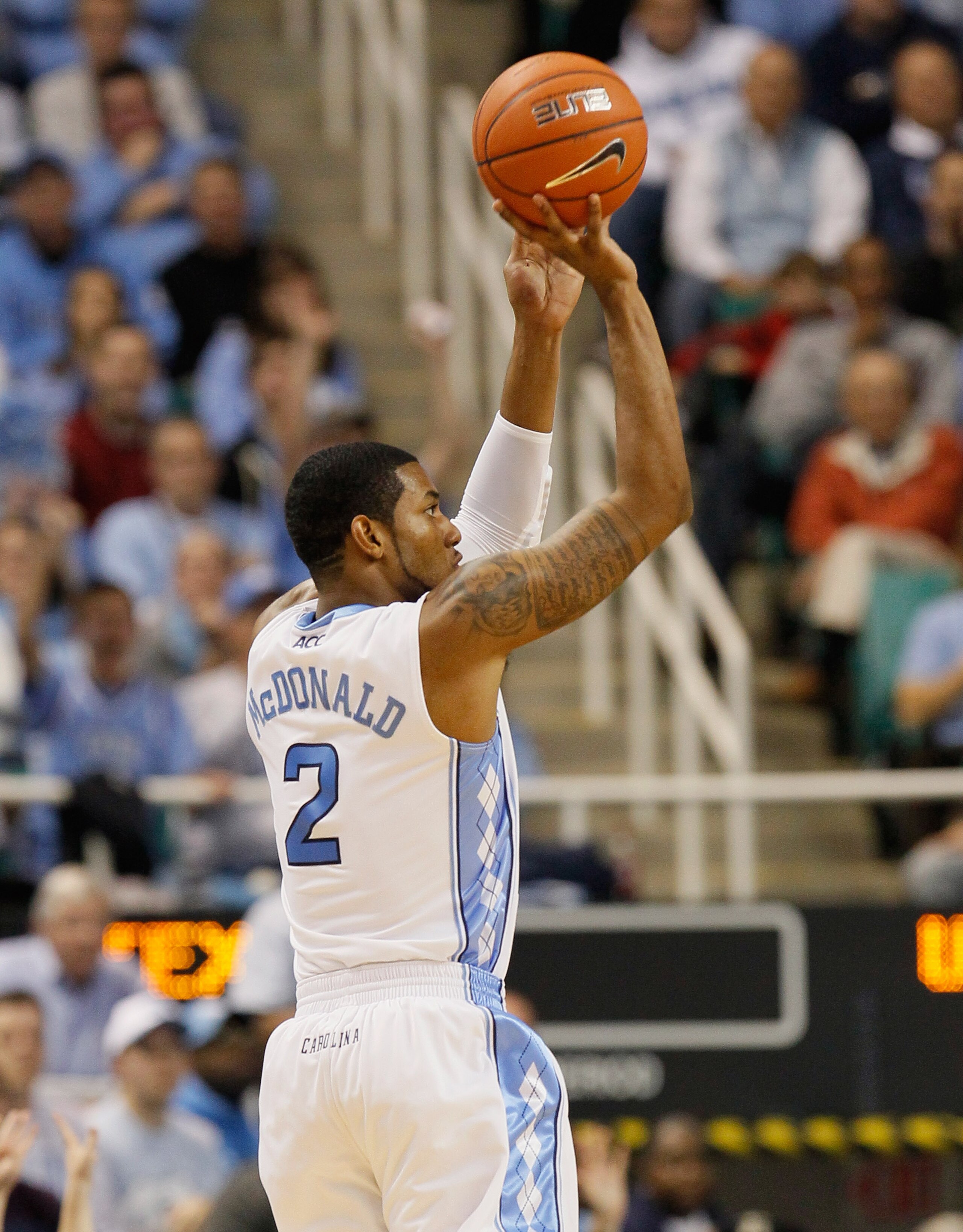 GREENSBORO, NC - DECEMBER 18:  Leslie McDonald #2 of the North Carolina Tar Heels against the Texas Longhorns at Greensboro Coliseum on December 18, 2010 in Greensboro, North Carolina.  (Photo by Kevin C. Cox/Getty Images)