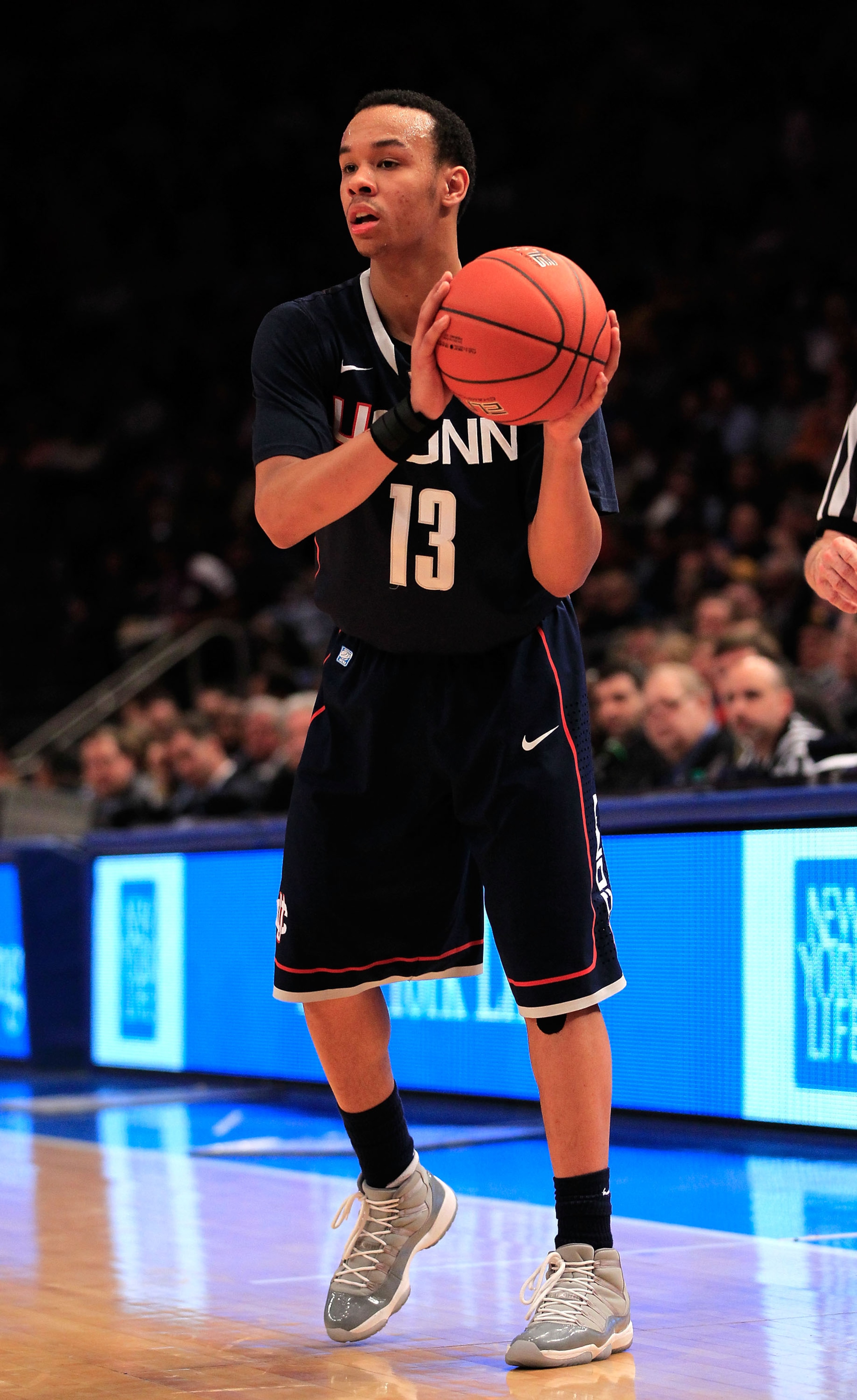 NEW YORK, NY - MARCH 10: Shabazz Napier #13 of the Connecticut Huskies handles the ball against the Pittsburgh Panthers during the quarterfinals of the 2011 Big East Men's Basketball Tournament presented by American Eagle Outfitters  at Madison Square Gar