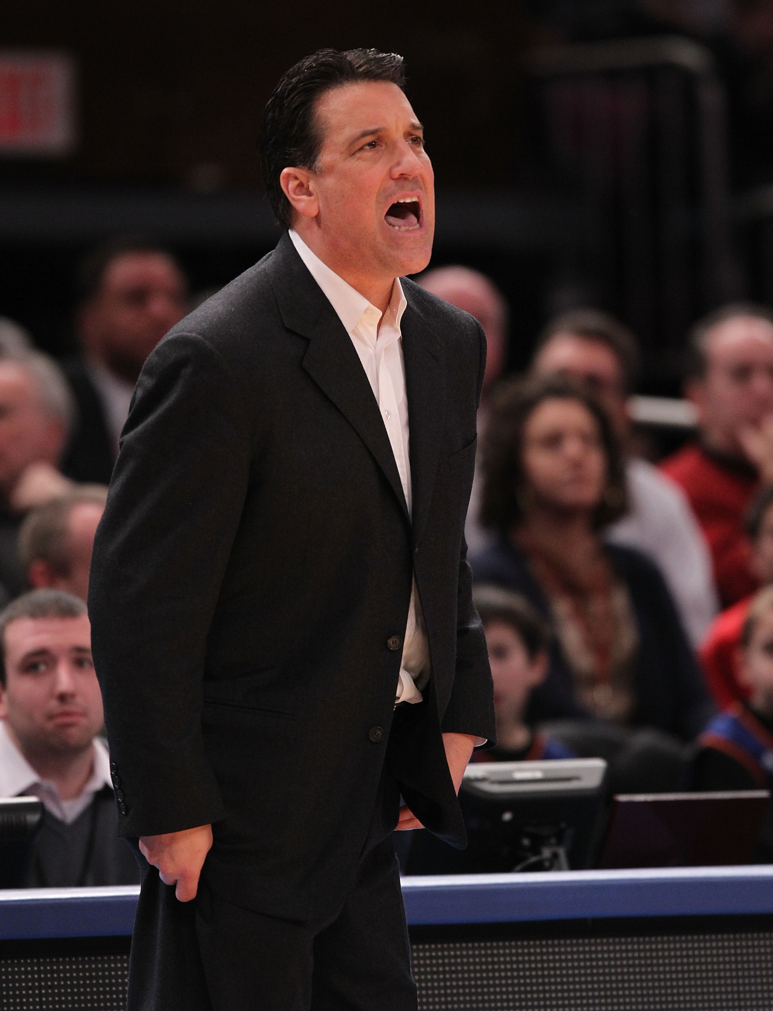 NEW YORK, NY - JANUARY 30:  Head coach of the St. John's Red Storm Steve Lavin watches on against the Duke Blue Devils  at Madison Square Garden on January 30, 2011 in New York City.  (Photo by Nick Laham/Getty Images)