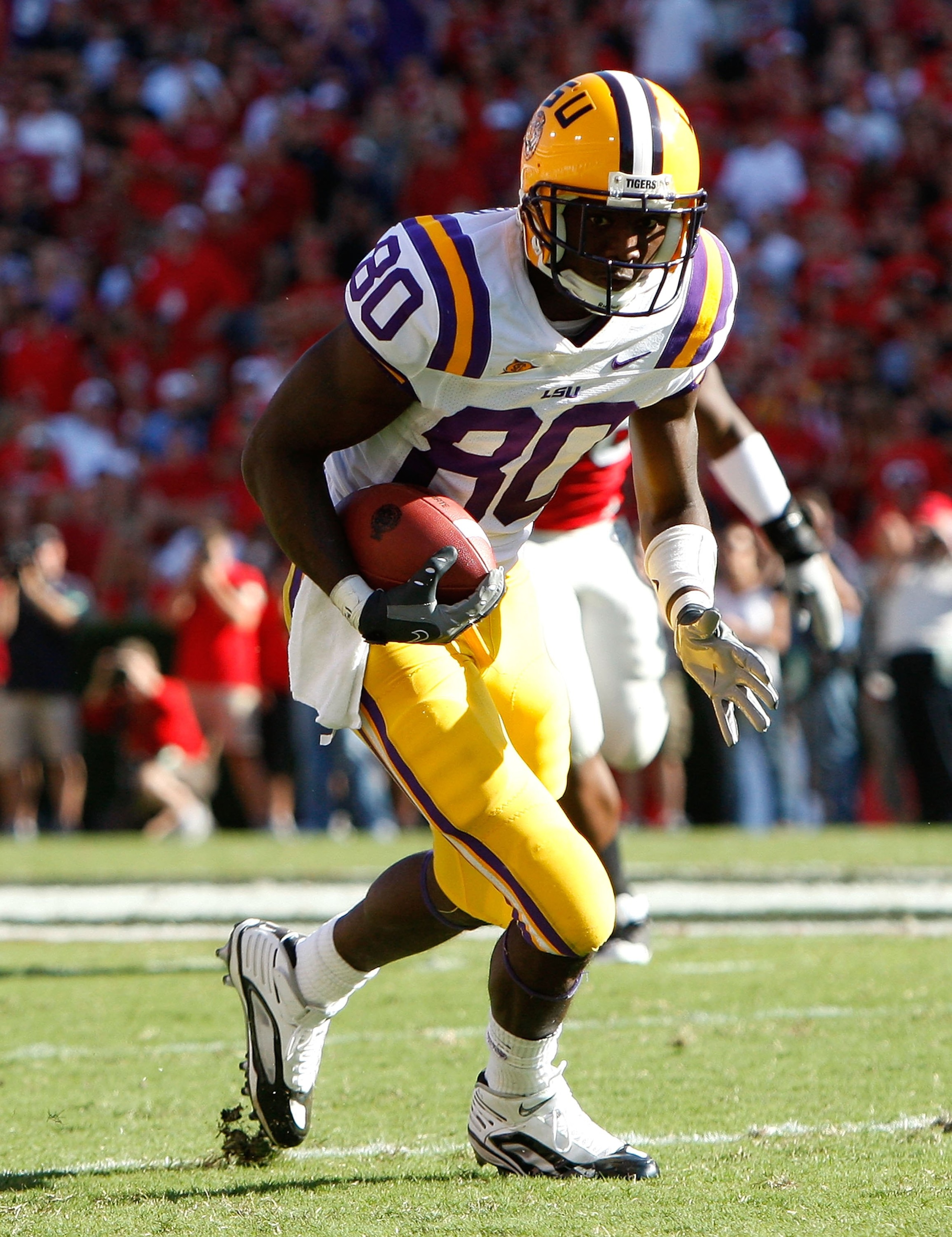 ATHENS, GA - OCTOBER 03:  Terrance Toliver #80 of the Louisiana State University Tigers against the Georgia Bulldogs at Sanford Stadium on October 3, 2009 in Athens, Georgia.  (Photo by Kevin C. Cox/Getty Images)