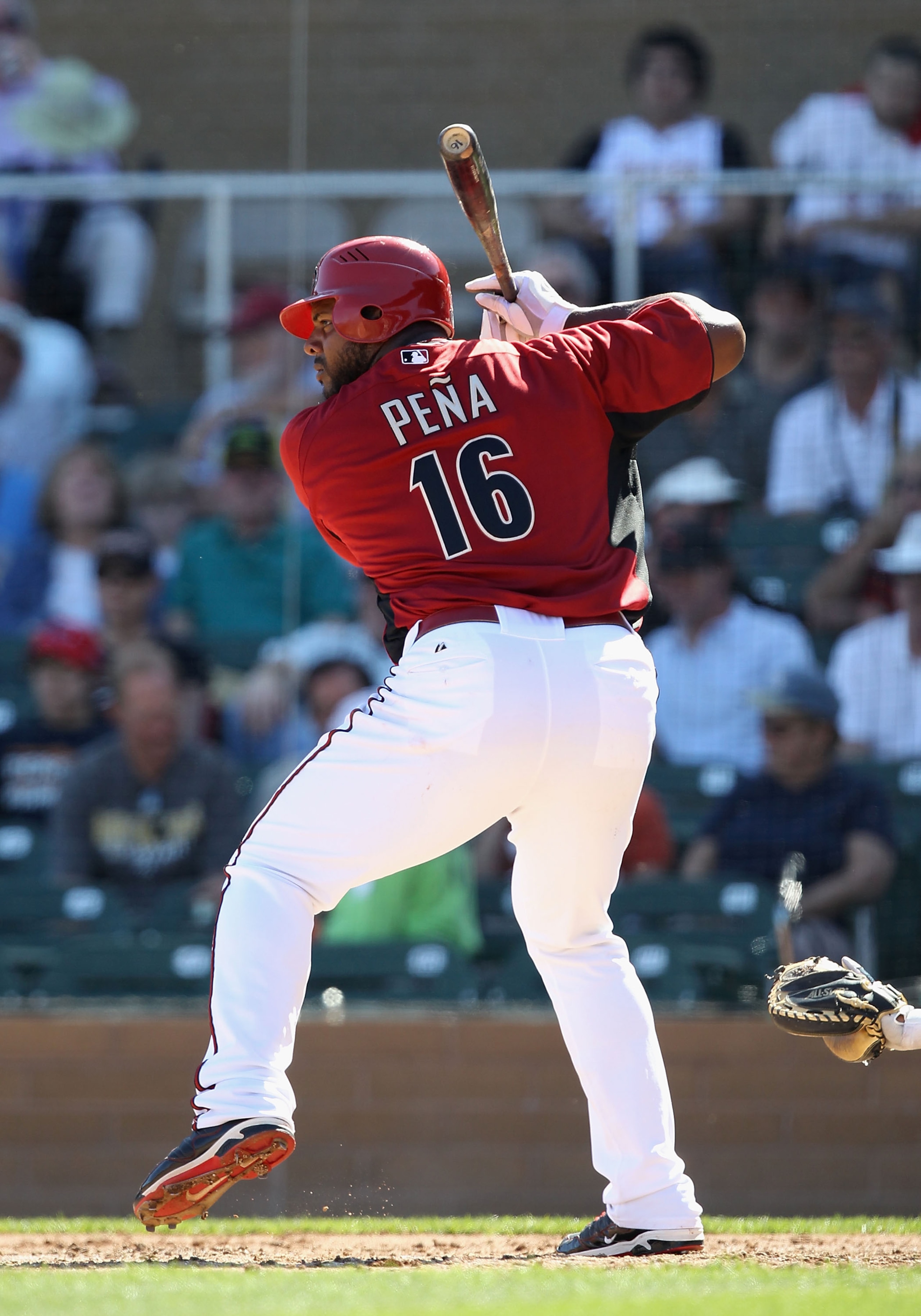 SCOTTSDALE, AZ - MARCH 09:  Wily Mo Pena #16 of the Arizona Diamondbacks bats against the Milwaukee Brewers during the spring training game at Salt River Fields at Talking Stick on March 9, 2011 in Scottsdale, Arizona.  (Photo by Christian Petersen/Getty