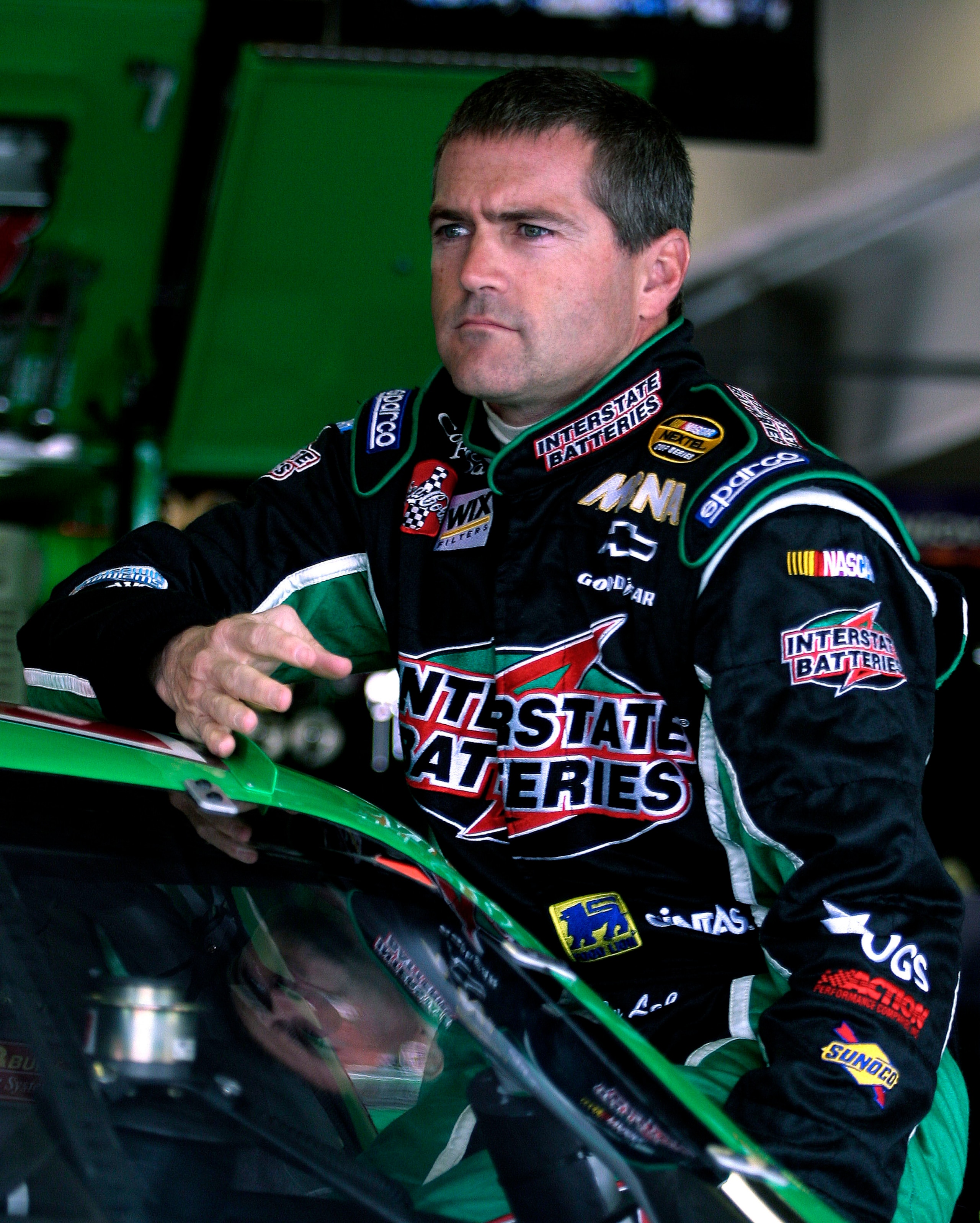 FORT WORTH, TX - APRIL 16:  Bobby Labonte, driver of the #18 Interstate Batteries Chevrolet, during practice for the NASCAR Nextel Cup Samsung/Radioshack 500 April 16, 2005 at the Texas Motor Speedway in Fort Worth, Texas.  (Photo by  Gavin Lawrence/Getty
