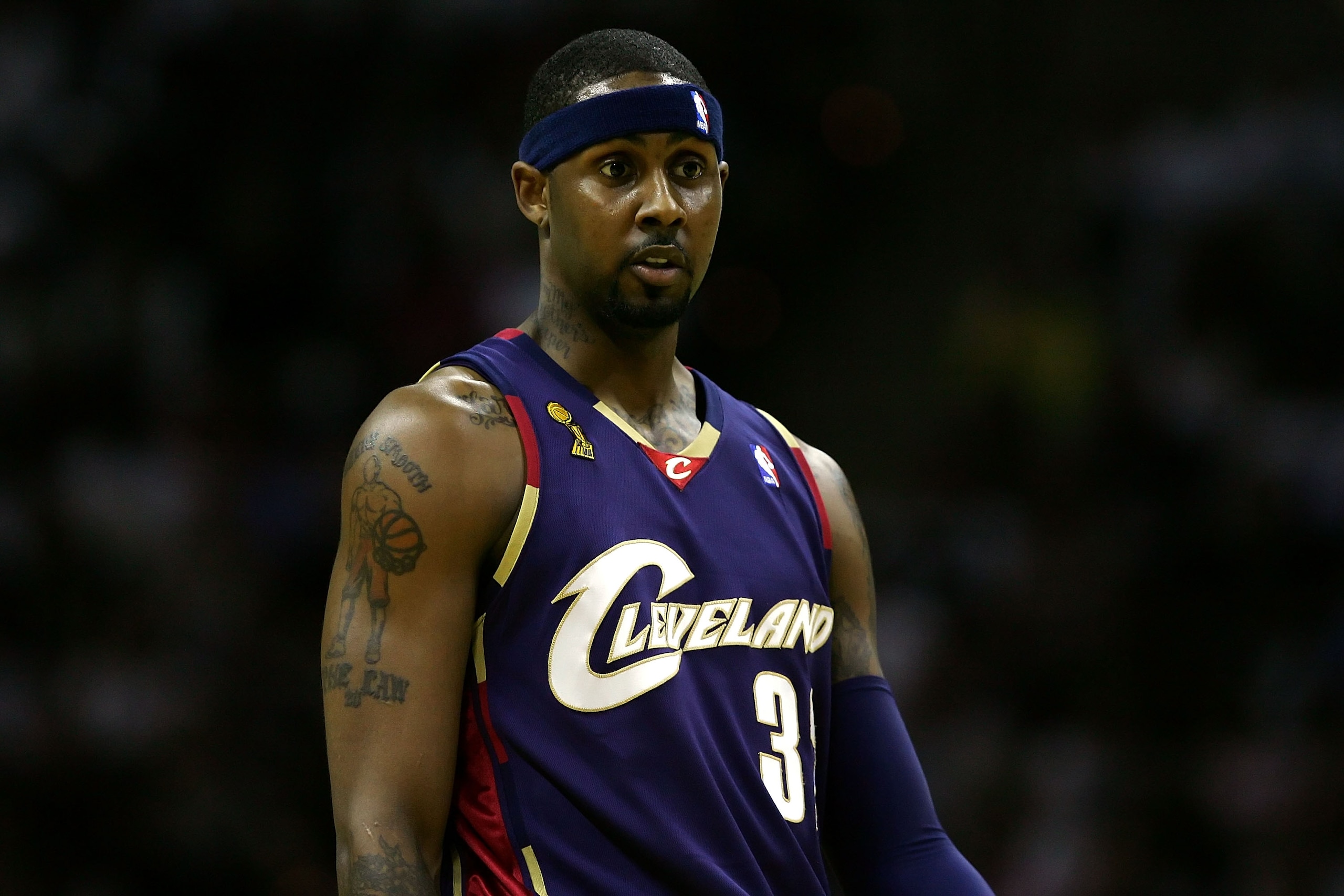 SAN ANTONIO - JUNE 10:  Larry Hughes #32 of the Cleveland Cavaliers looks across the court in Game Two against the San Antonio Spurs of the 2007 NBA Finals on June 10, 2007 at the AT&T Center in San Antonio, Texas.  NOTE TO USER: User expressly acknowledg