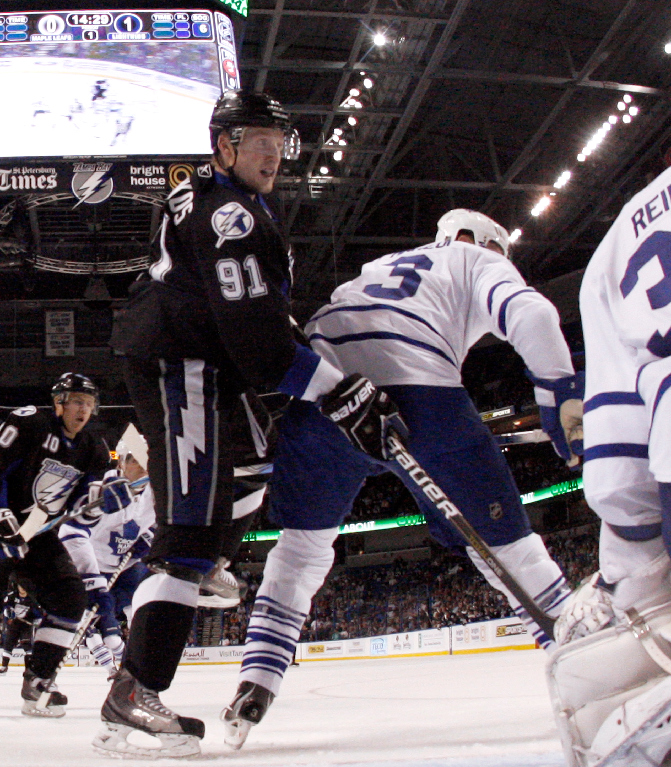 TAMPA, FL - JANUARY 25: Steven Stamkos #91 of the Tampa Bay Lightning skates against the Toronto Maple Leafs at St. Pete Times Forum on January 25, 2011 in Tampa, Florida. The Lightning defeated the Leafs 2-0. (Photo by Justin K. Aller/Getty Images)