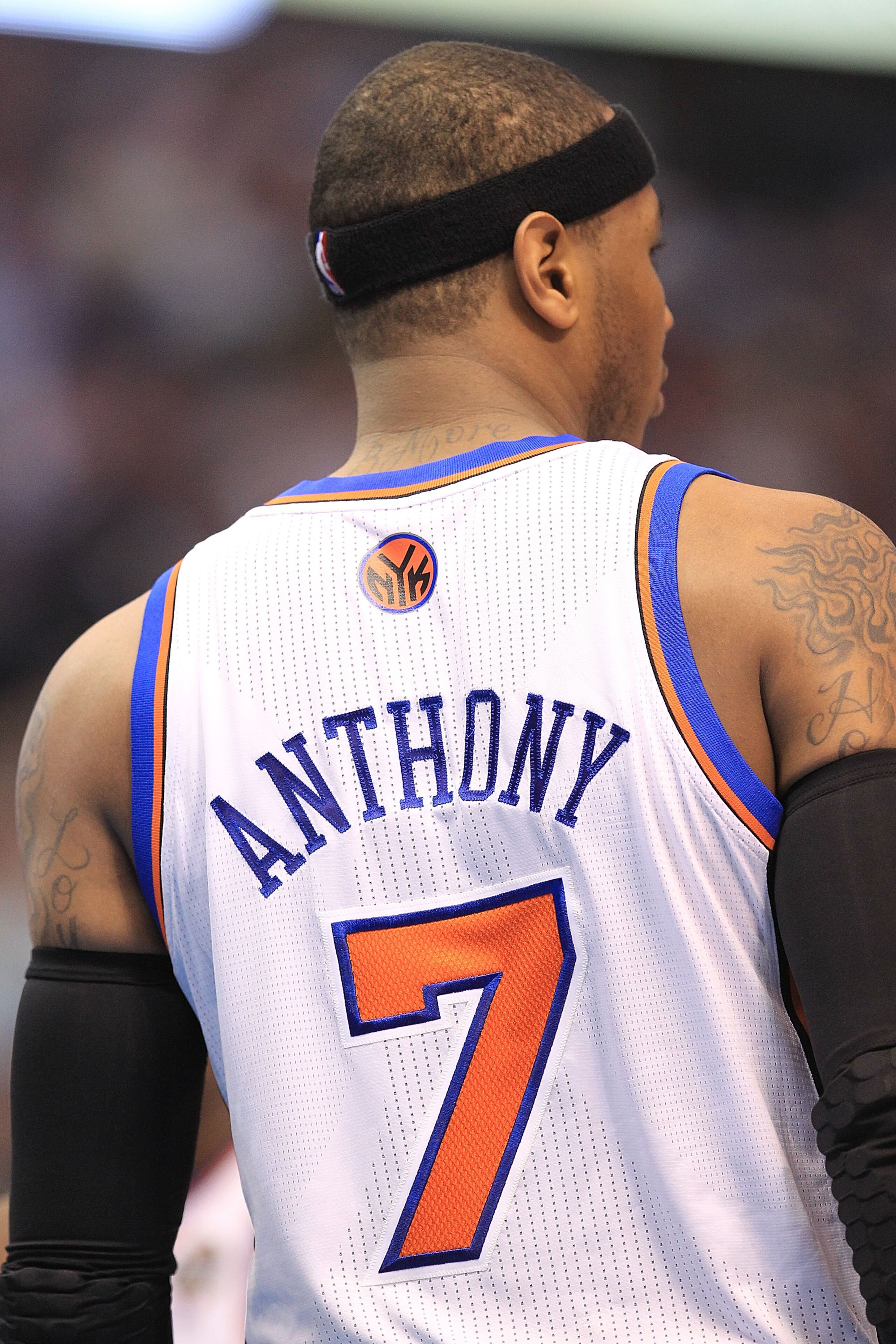 DALLAS, TX - MARCH 10:  Forward Carmelo Anthony #7 of the New York Knicks at American Airlines Center on March 10, 2011 in Dallas, Texas.  NOTE TO USER: User expressly acknowledges and agrees that, by downloading and or using this photograph, User is cons