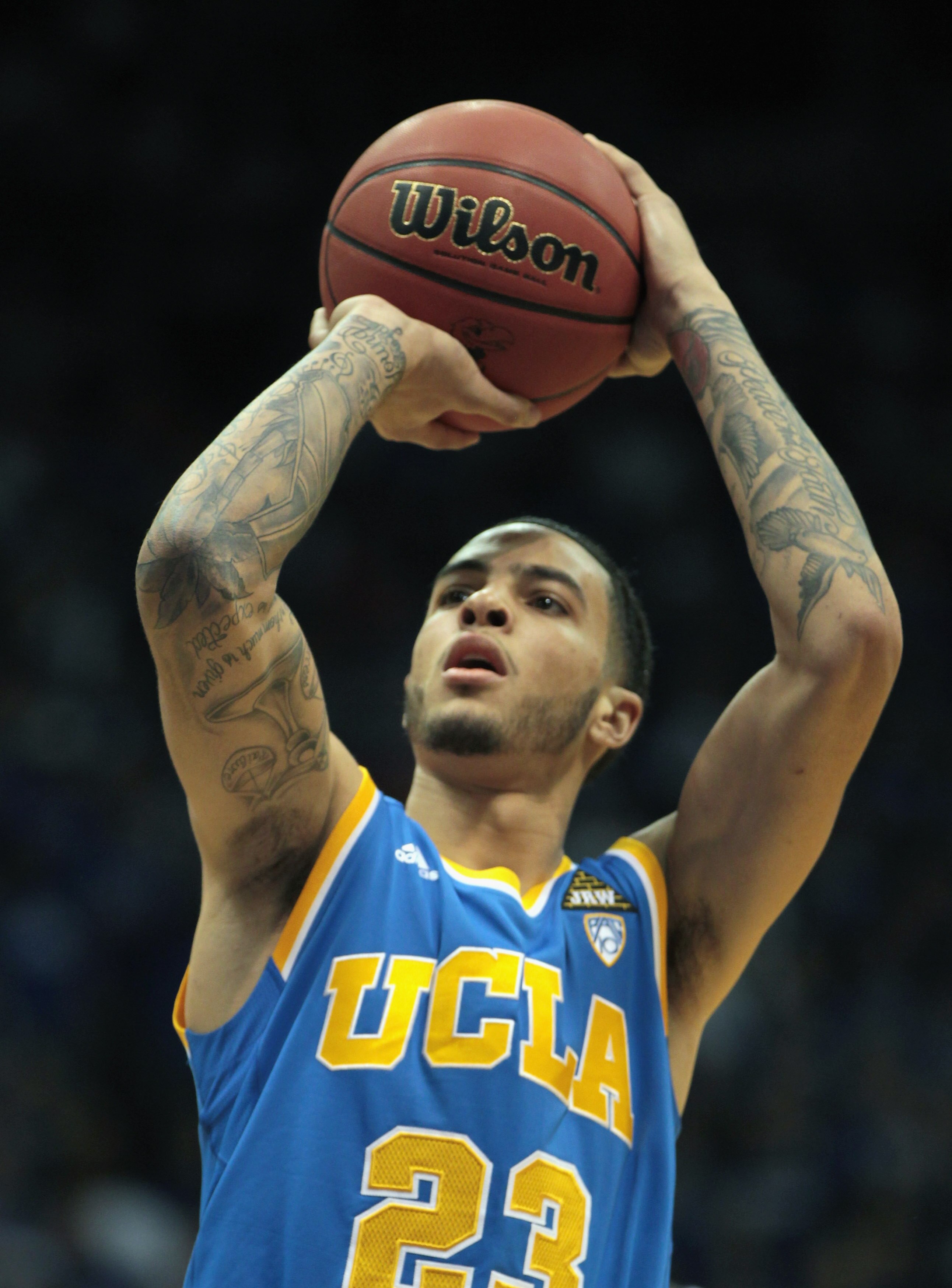 LAWRENCE, KS - DECEMBER 02:  Tyler Honeycutt #23 of the UCLA Bruins in action during the game against the Kansas Jayhawks on December 2, 2010 at Allen Fieldhouse in Lawrence, Kansas.  (Photo by Jamie Squire/Getty Images)